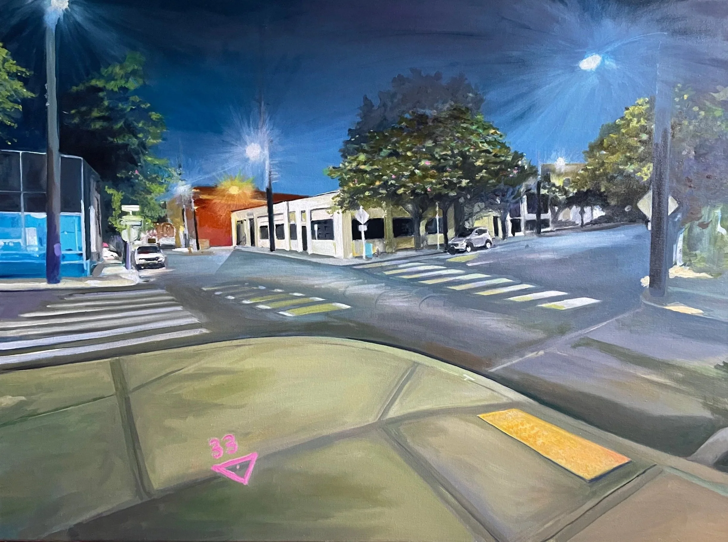 Night totems. 
Oil on linen, 30 x 40 in. 
2024