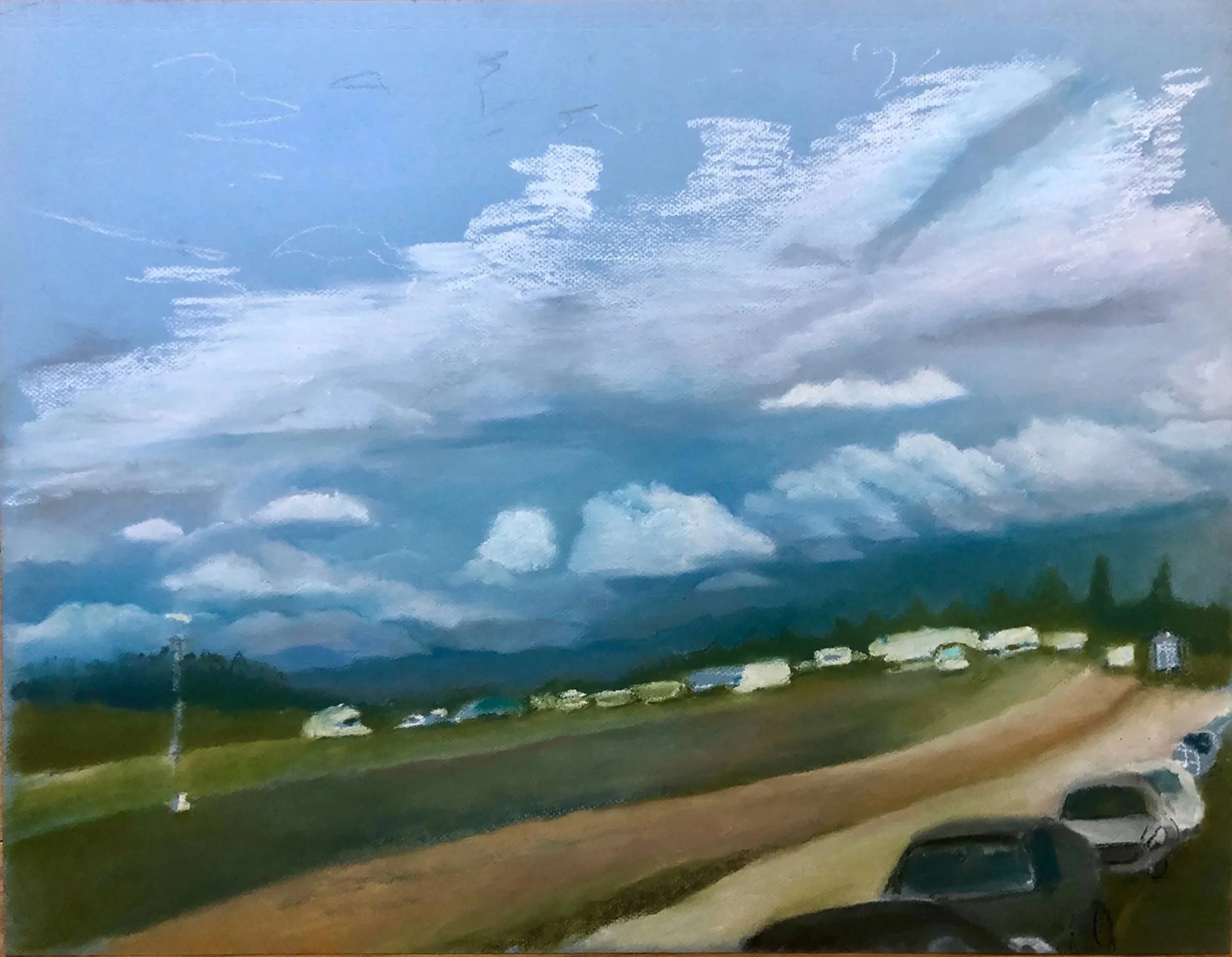 Oktoberfest (near Woodburn, Oregon). Pastel on paper, 19 x 24 in. 2021