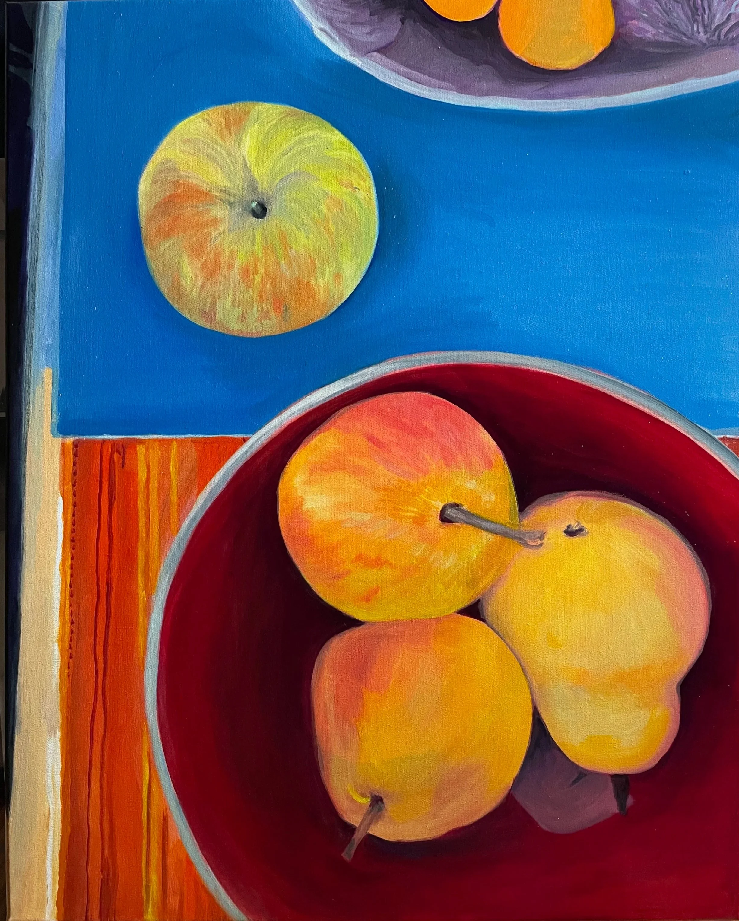 Still life with fruit. Oil on linen, 30 x 24 in. 2023