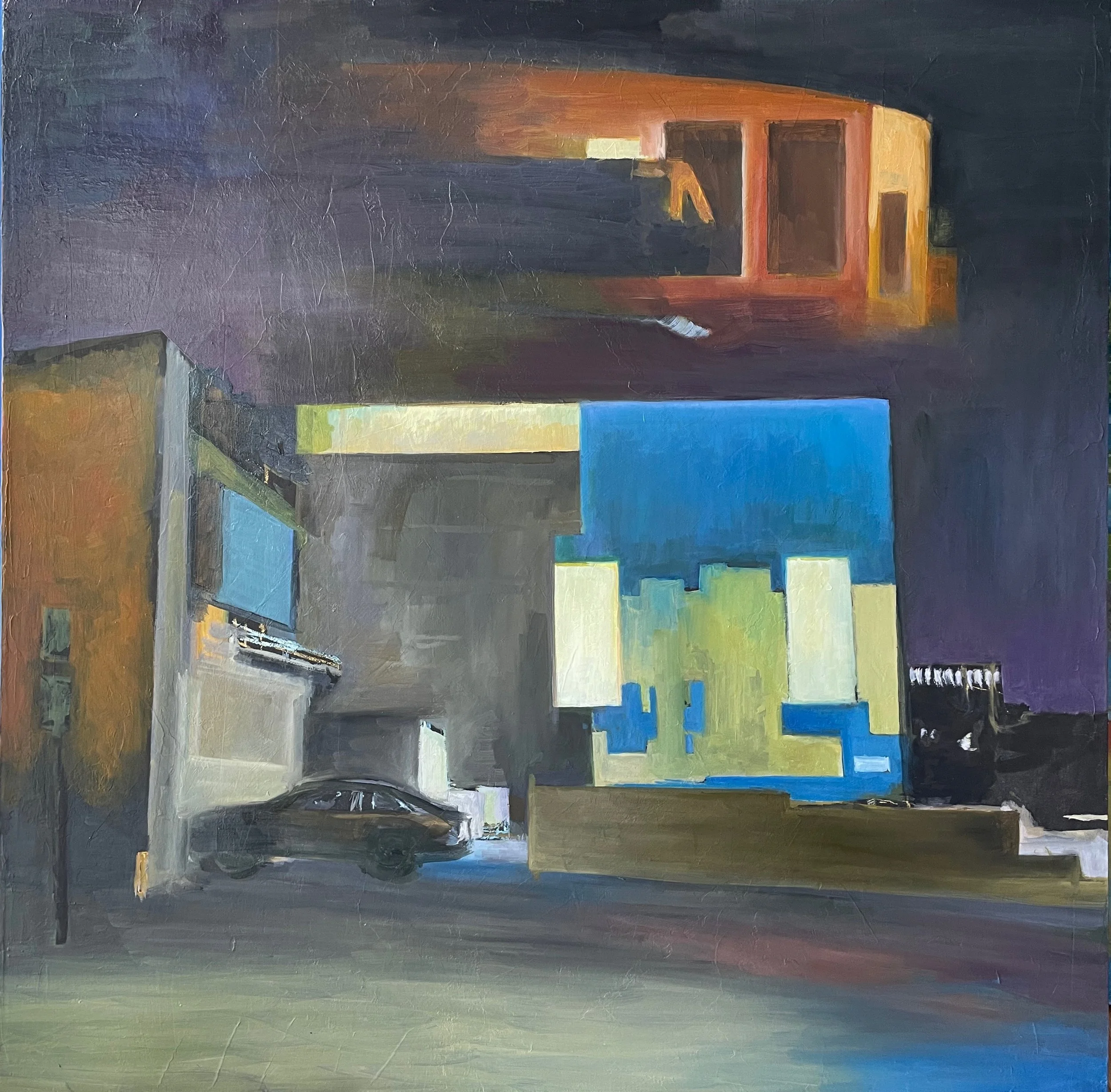Lincoln gym II.  Acrylic and oil on canvas, 30 x 30 in. 2022