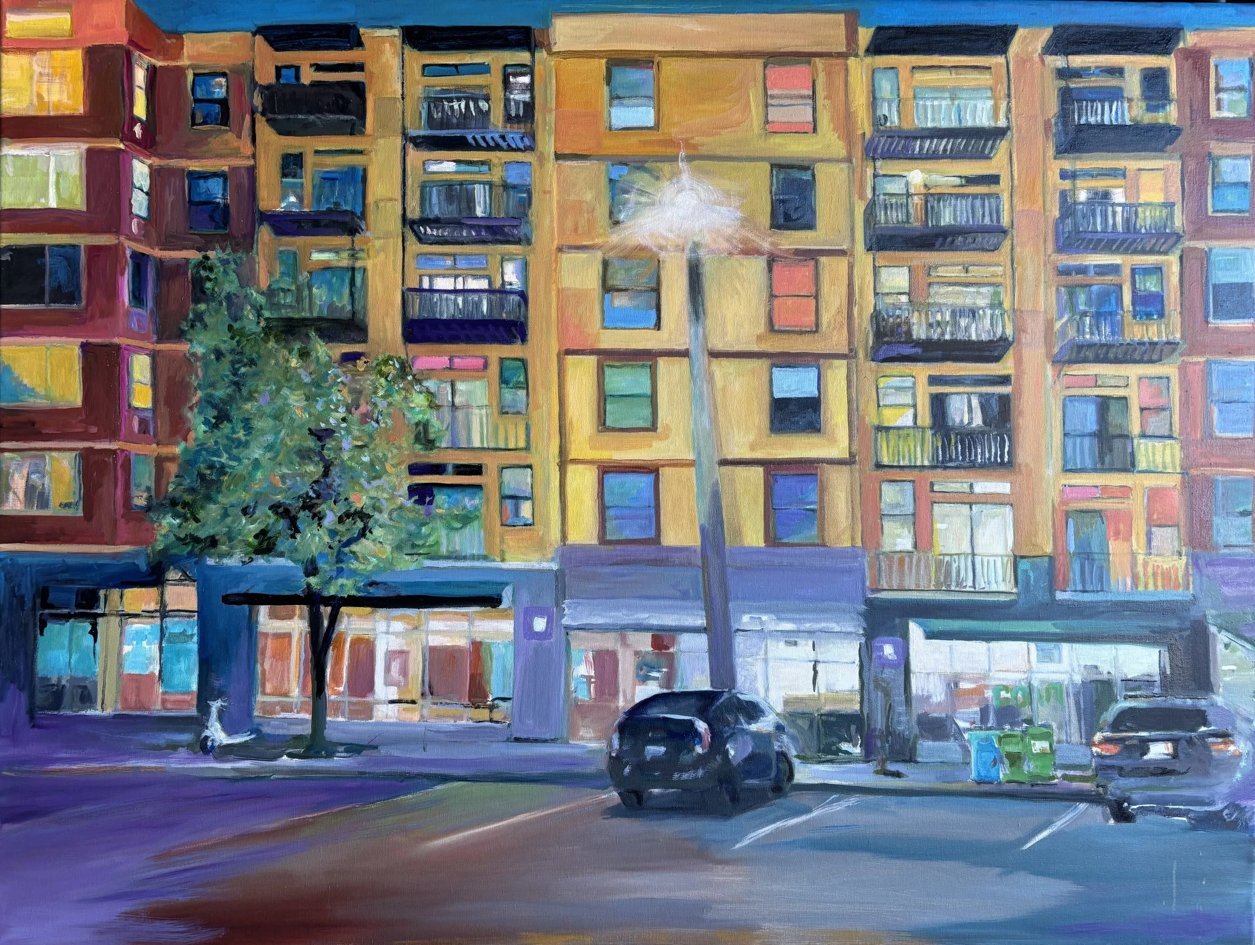 Nighttime neighbors. Oil on linen. 30 x 40 in. 
2024-2026