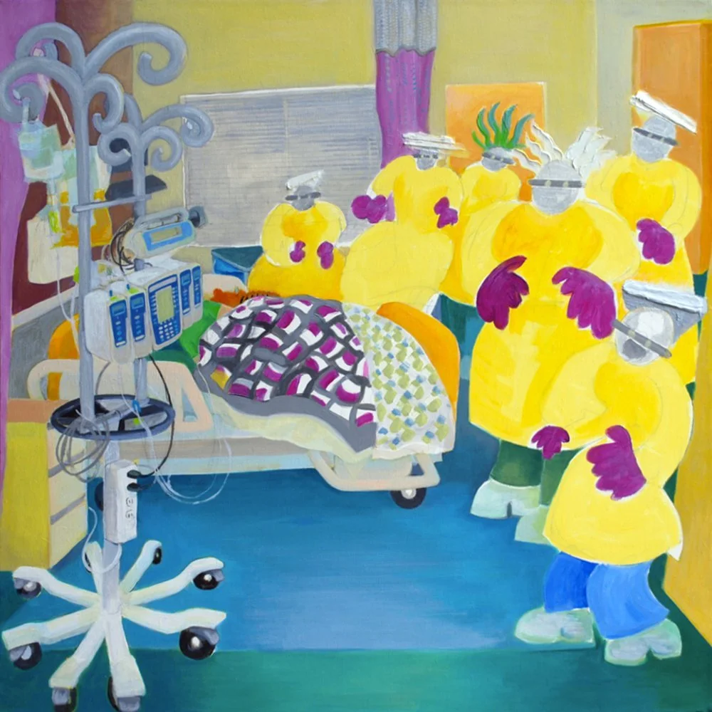 Big Yellow Balloons. Acrylic on canvas, 24 x 24 in. Crisis, Color, and Synthesis, 2011