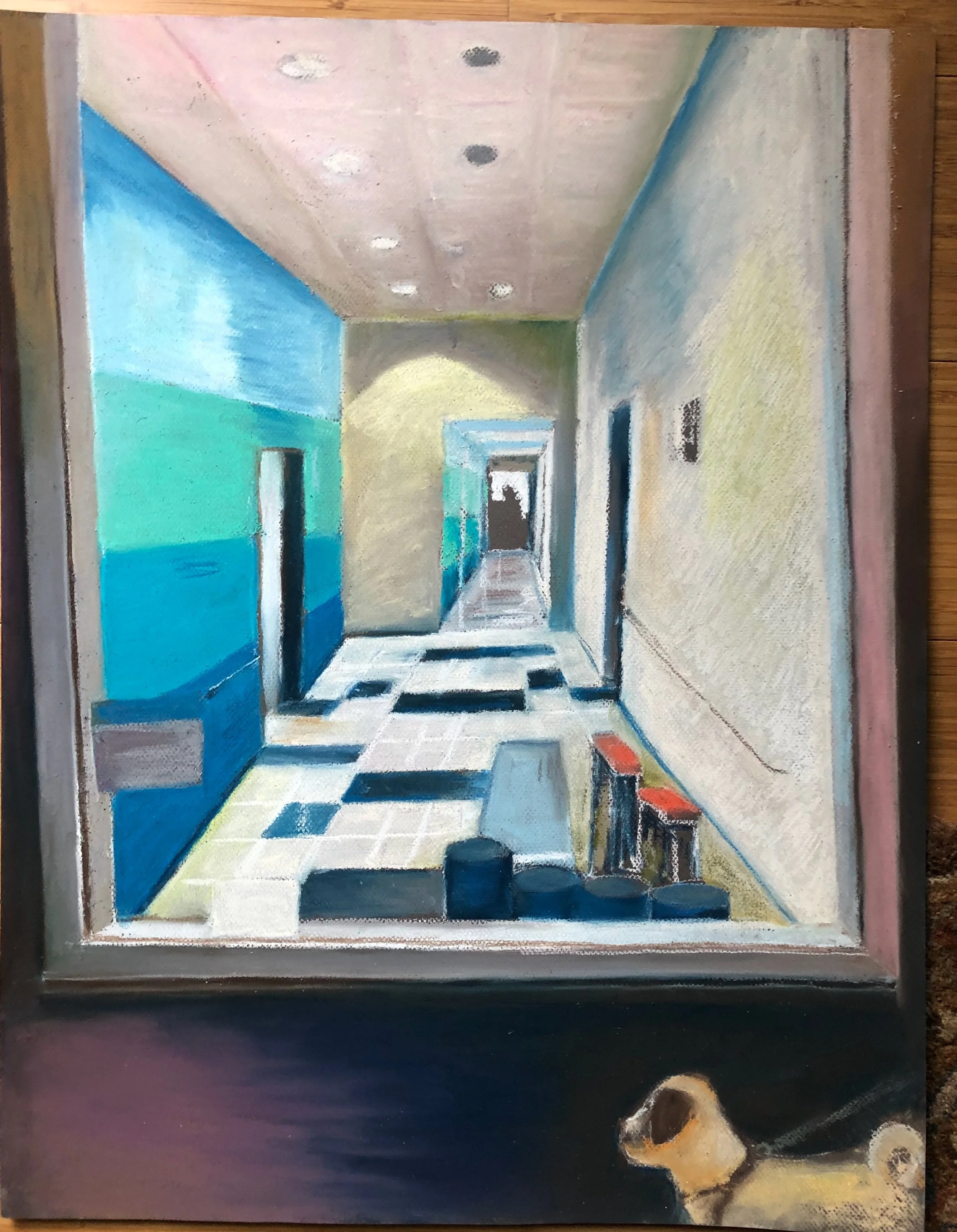 Night walk. Pastel on paper, 24 x 19 in. 2022