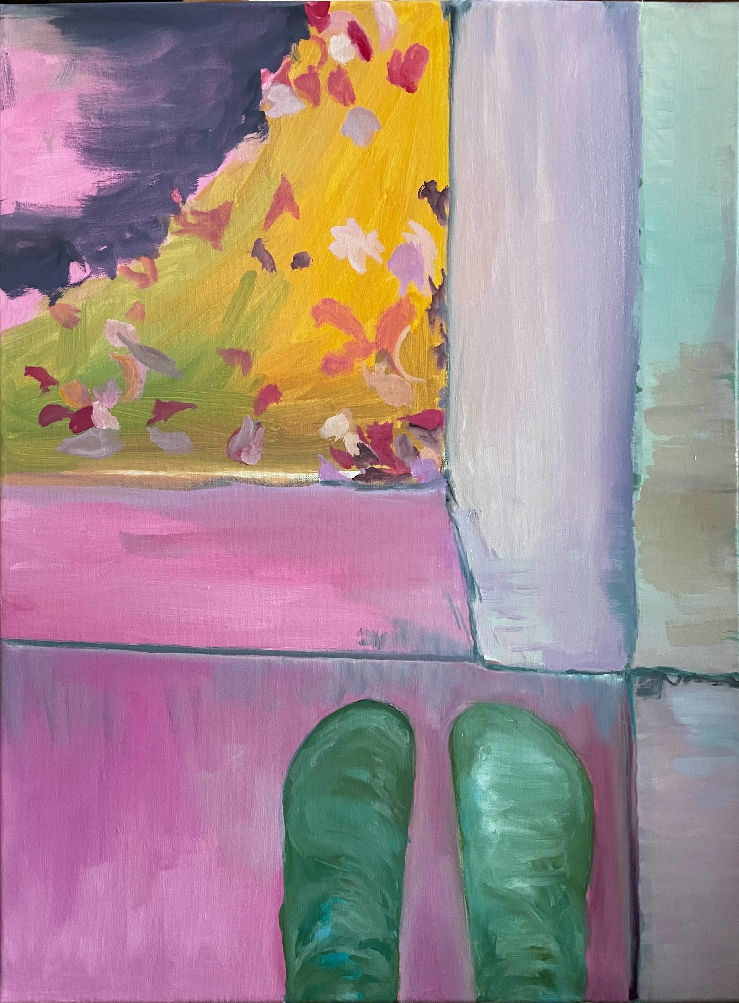 Orienting on a fall day. Oil on linen, 24 x 18 in. 2023