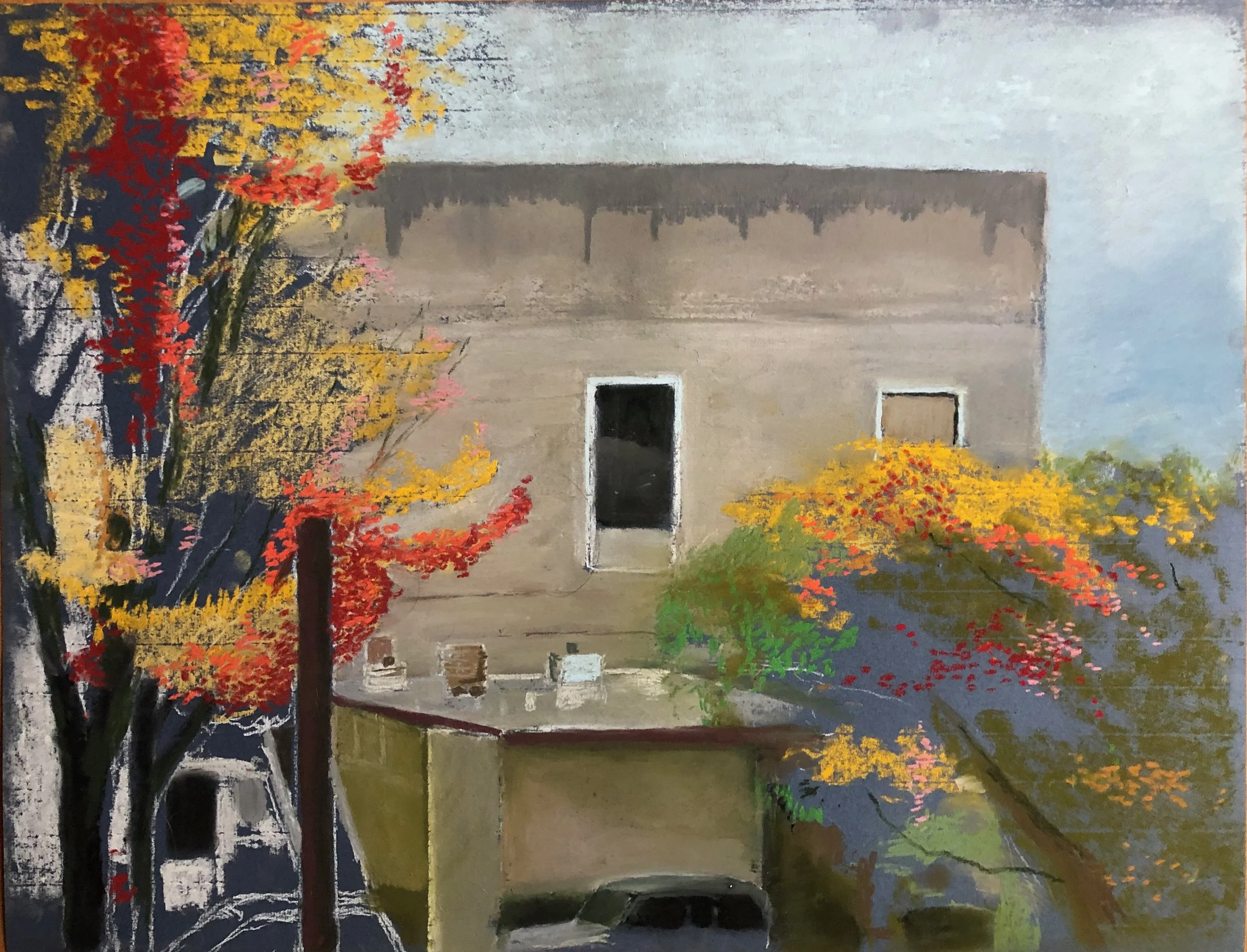 Lincoln High gym, under construction. Pastel on paper. 19 x 24 in. 2021 