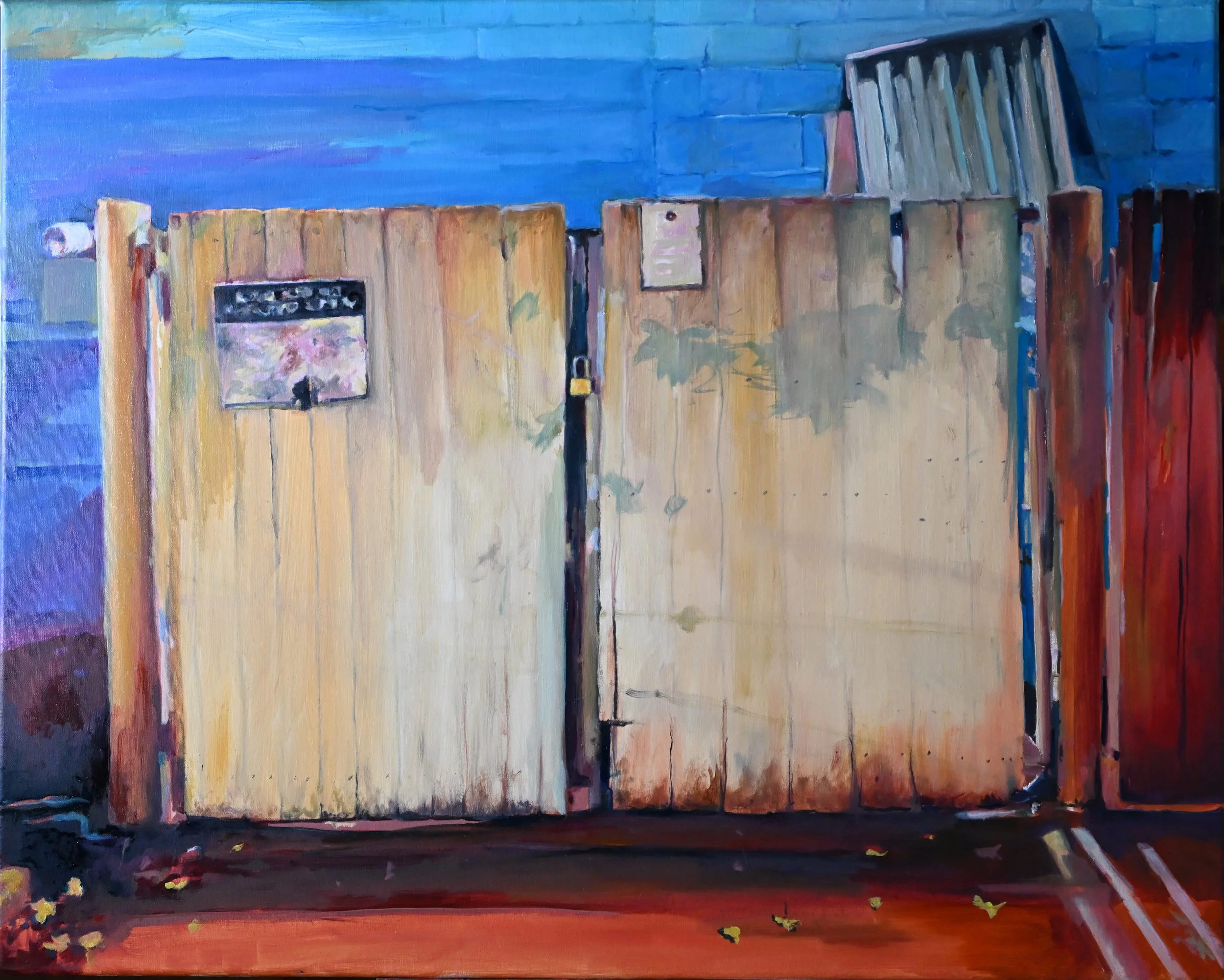 Dumpster Shed Nocturne. 
Oil on linen, 20 x 30 in. 2026