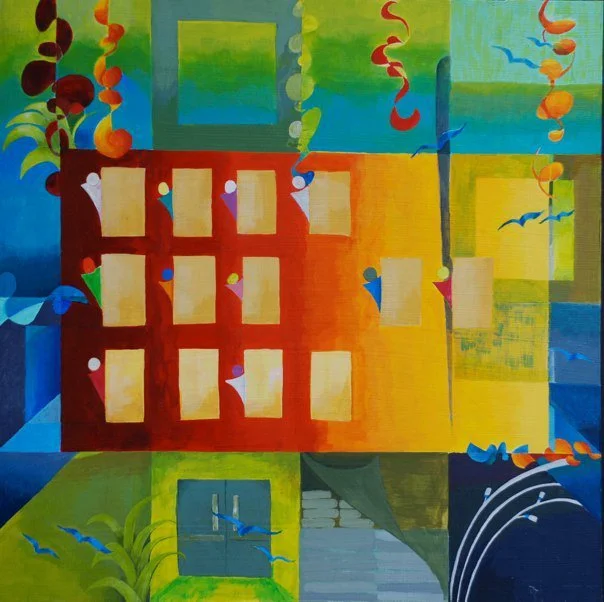 Is there anything you need. Acrylic on drywall, 20 x 20 in. Crisis, Color, and Synthesis, 2010