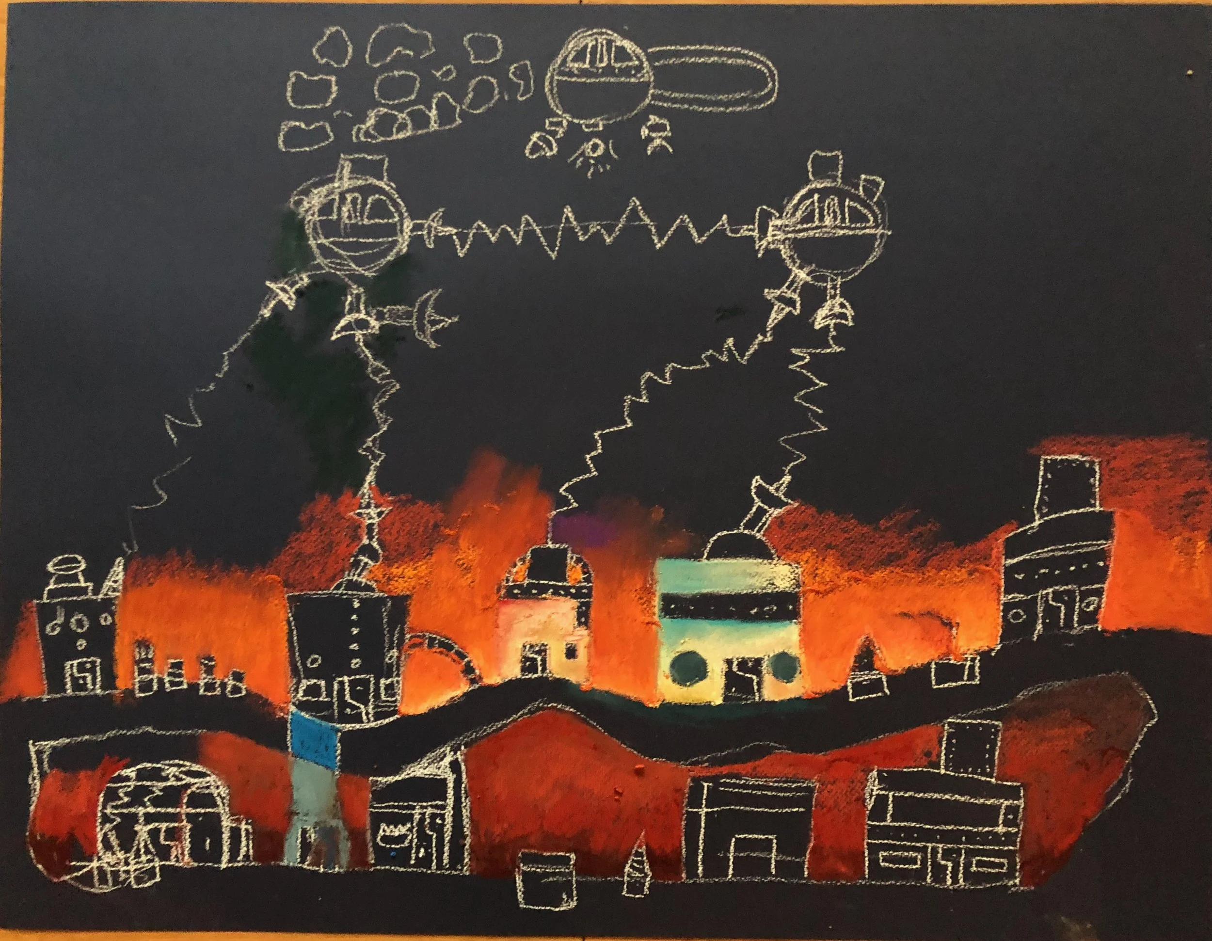 Cy's Thunderworld (interpretation). Pastel on paper, 19 x 24 in. 2022