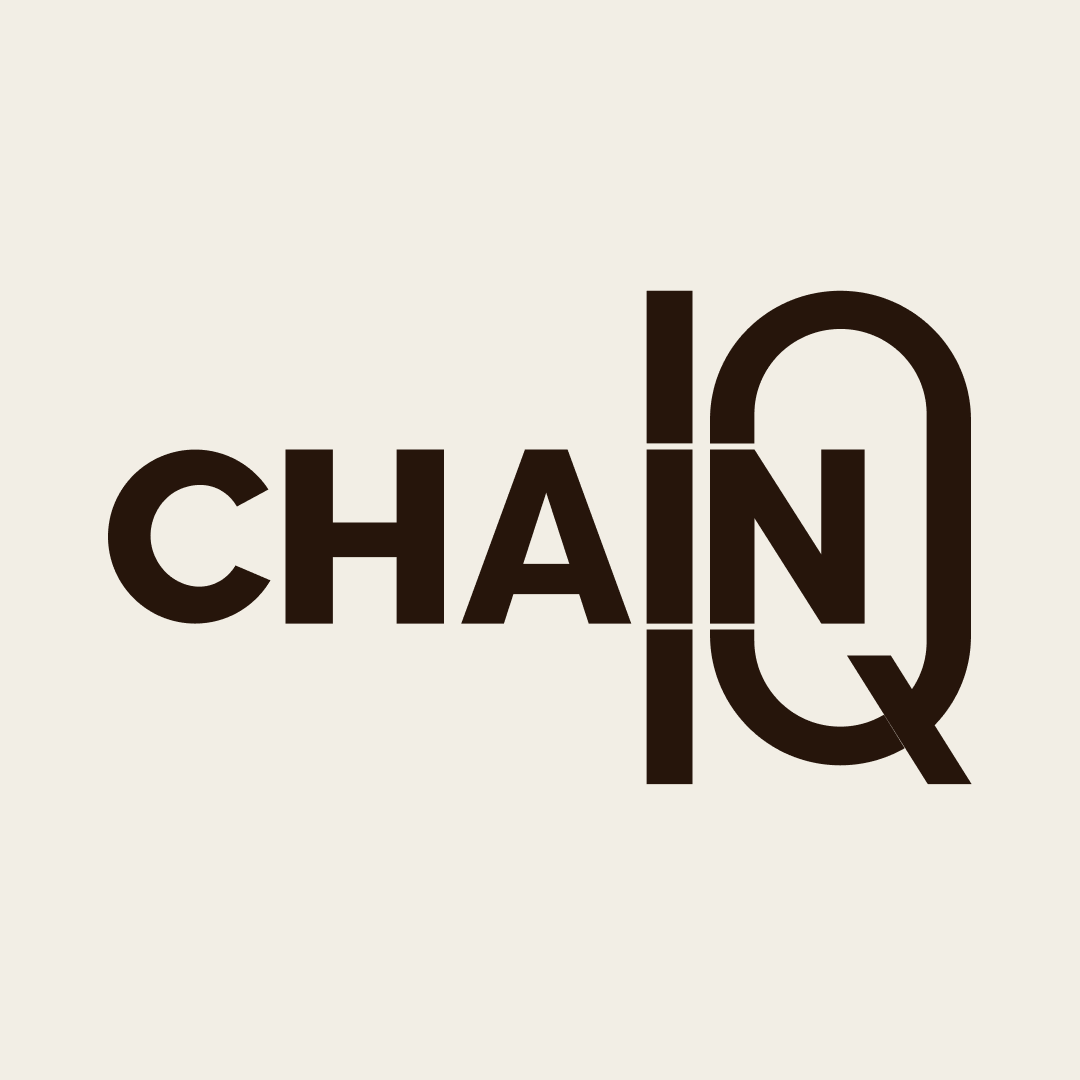 Text design that reads 'CHAINQ' with some letters stylized to resemble a chain link.