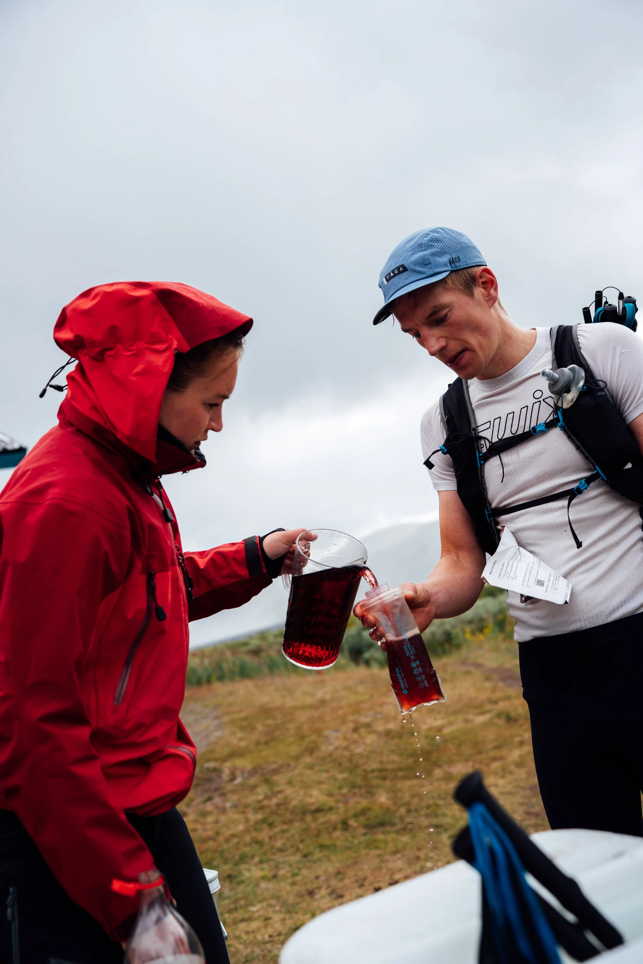Hydration break at the aid station