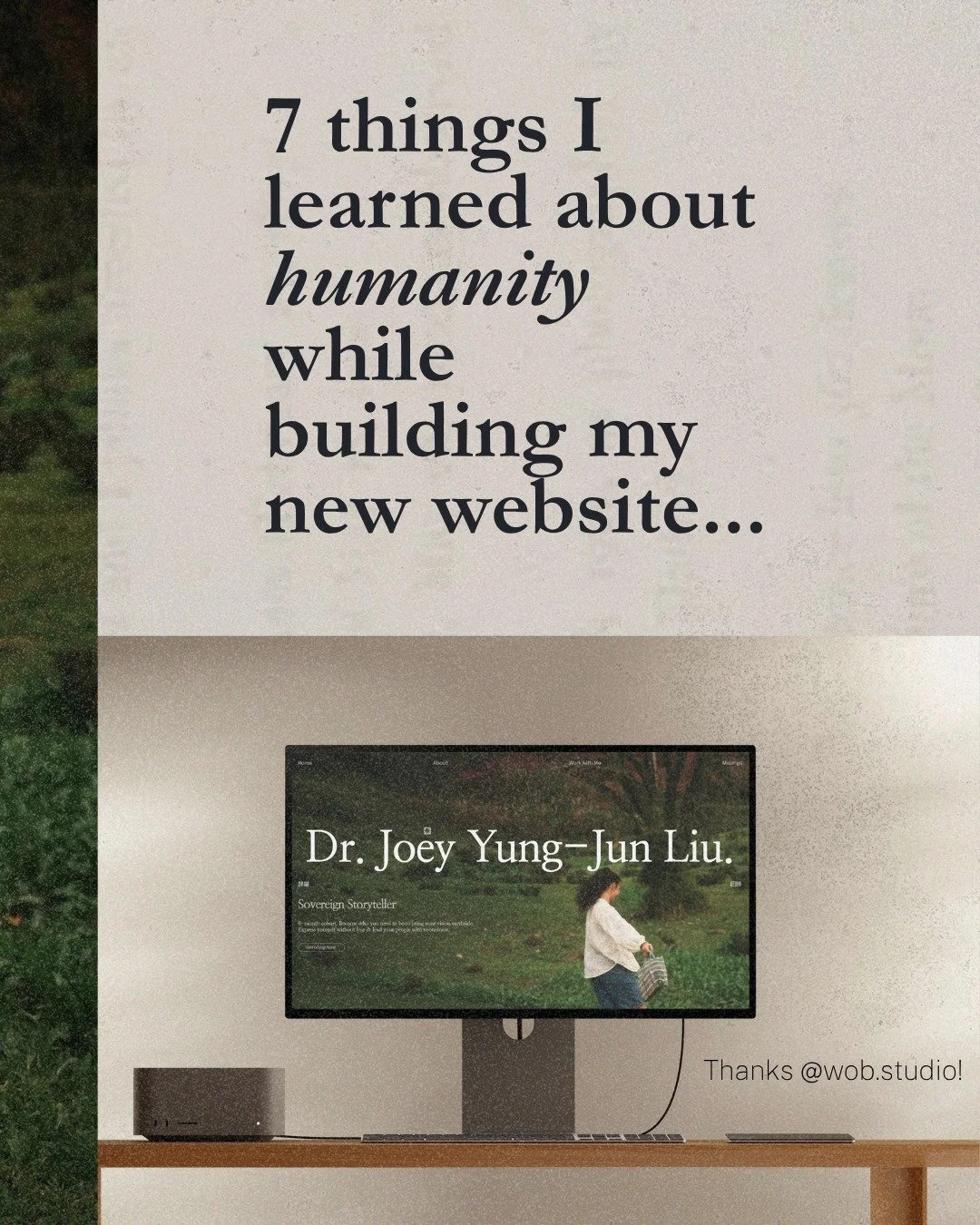 Thank you so much @wob.studio. Not just for the website, which I love so much. But also for everything I learned and became along the way. For your care and understanding. And for being each of you, sharing your gifts with the world.

To everyone els