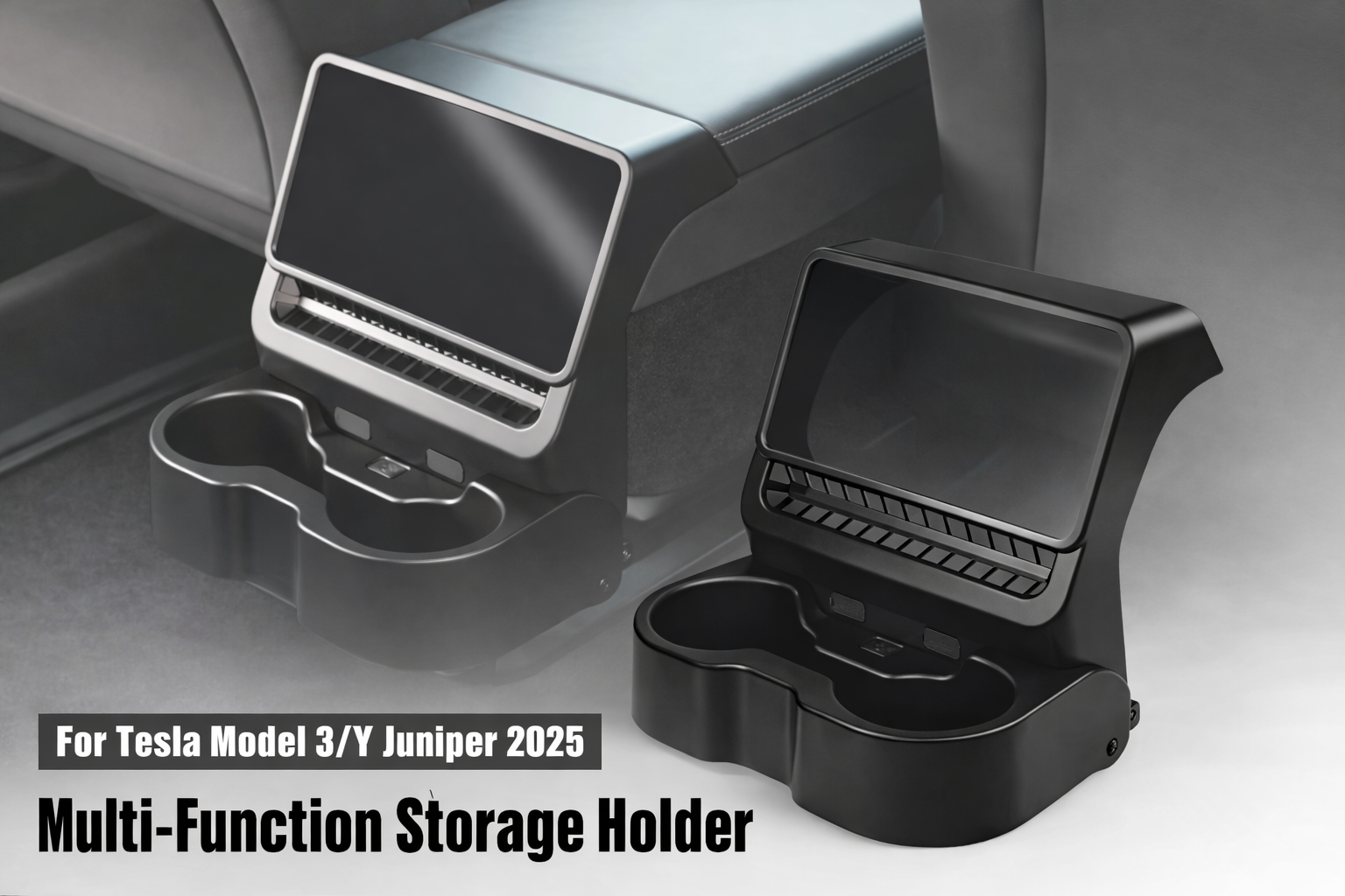 Model 3 / Y Rear Storage & Cup Holder