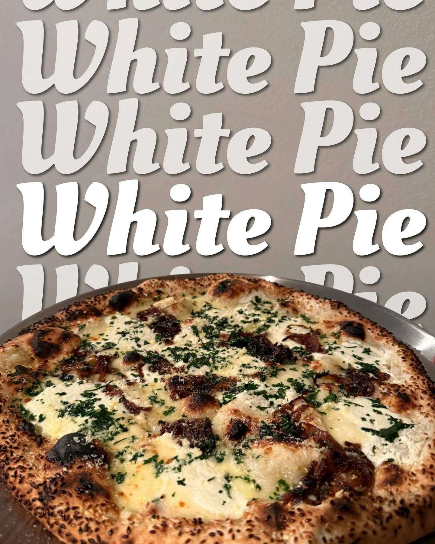 The White Pie.

Ceces Ricotta Mix, Caramelised Onions, Fior Di Latte, on a Sesame Crust. 

Inspired by Frank Pinello @bestpizza33 🐐🐐