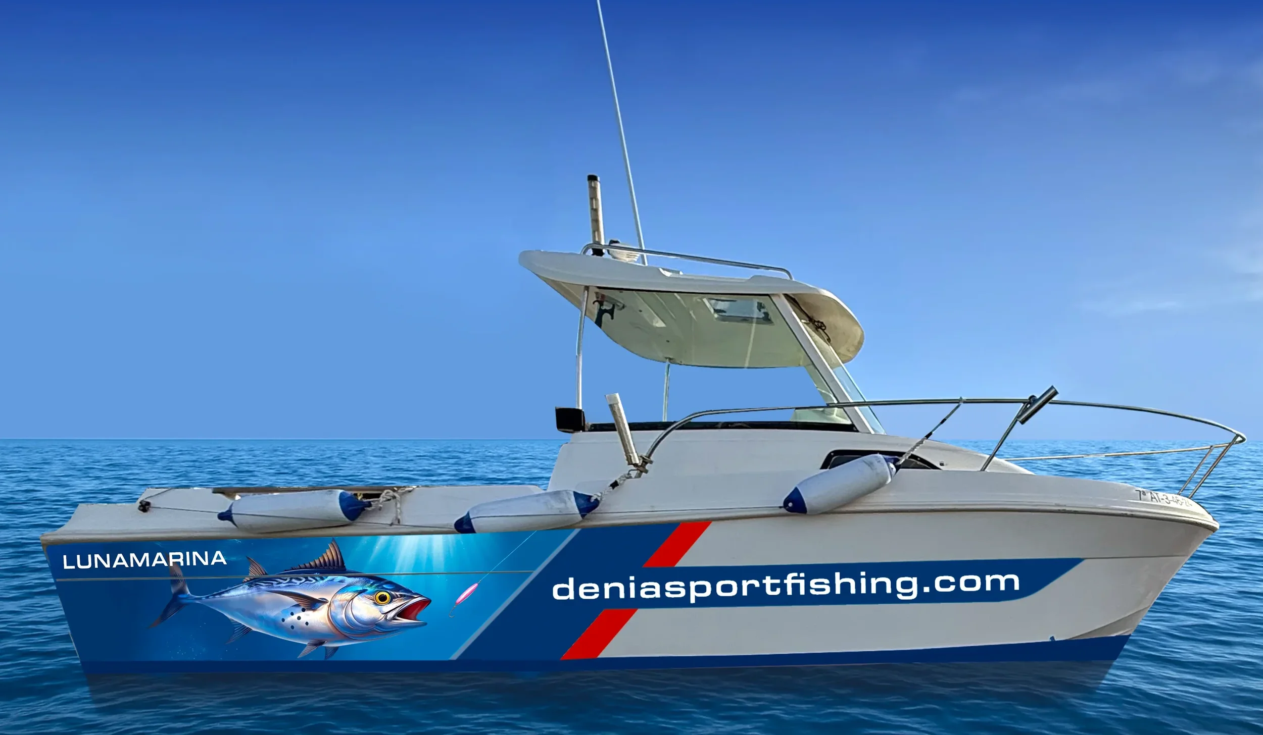 LUNAMARINA, Denia Sport Fishing’s boat, on the Mediterranean Sea