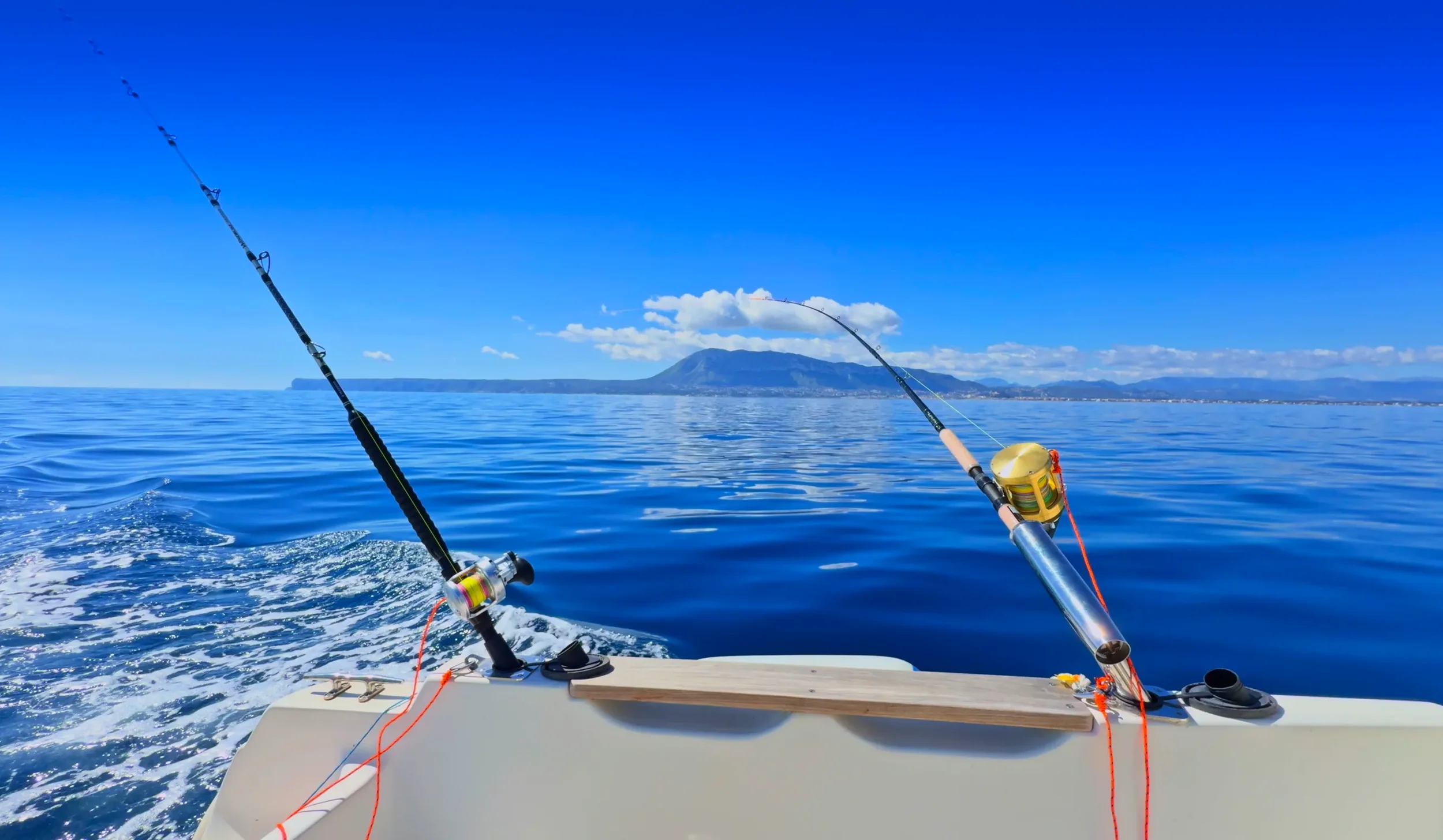 Trolling rods trolling on board LUNAMARINA in Denia