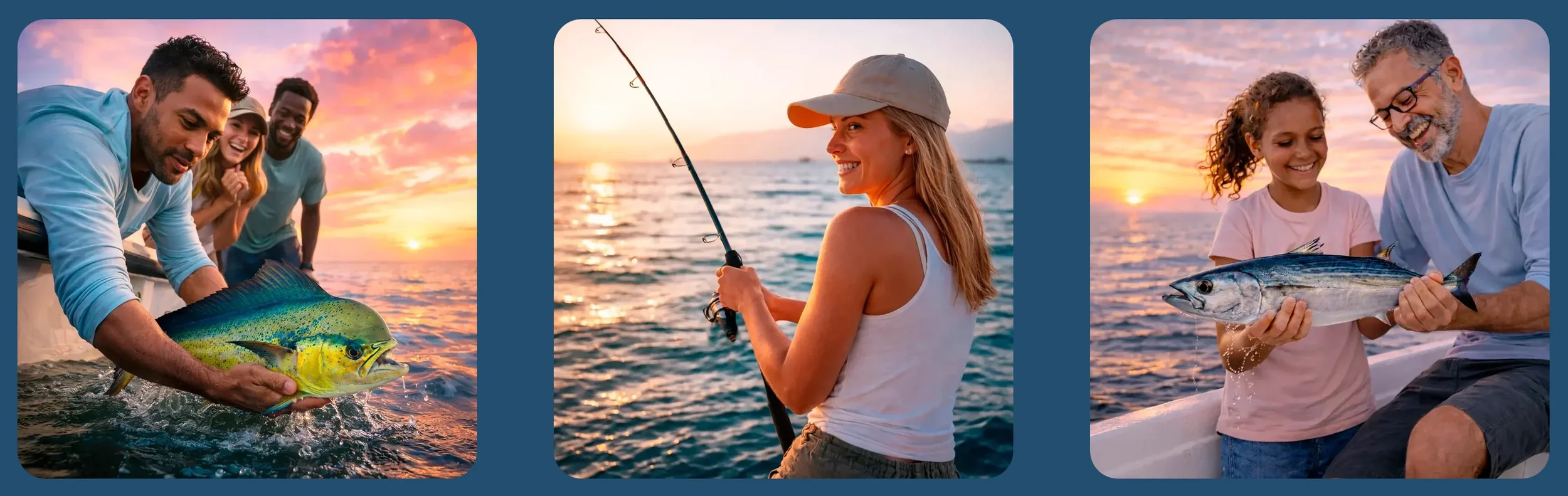 Friends and family fishing charter boat in Denia Alicante Costa Blanca