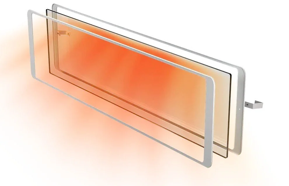 Elektronisch infrarood verwarmingspaneel met meerdere lagen, rood verlicht, voor verwarming.