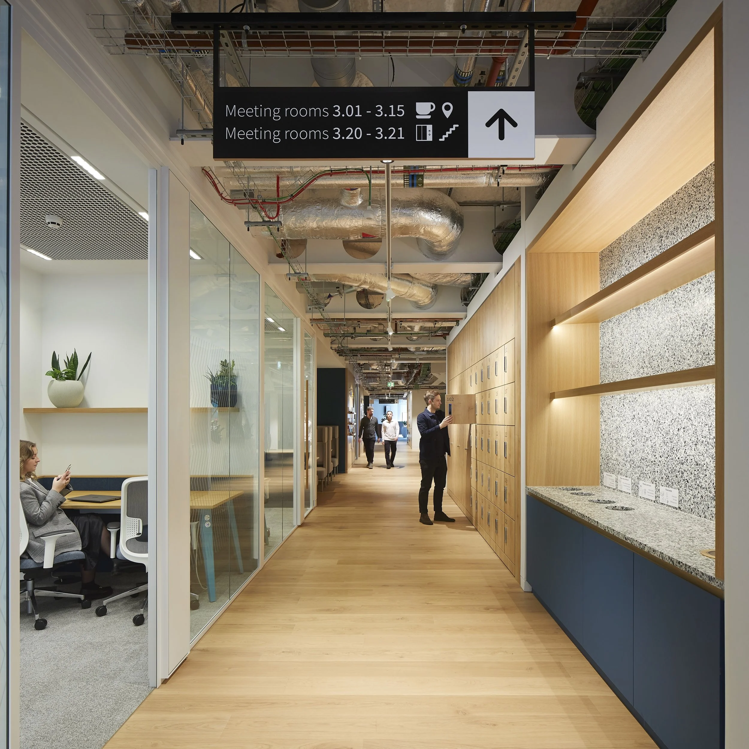 An image showing corridor lighting and ceiling