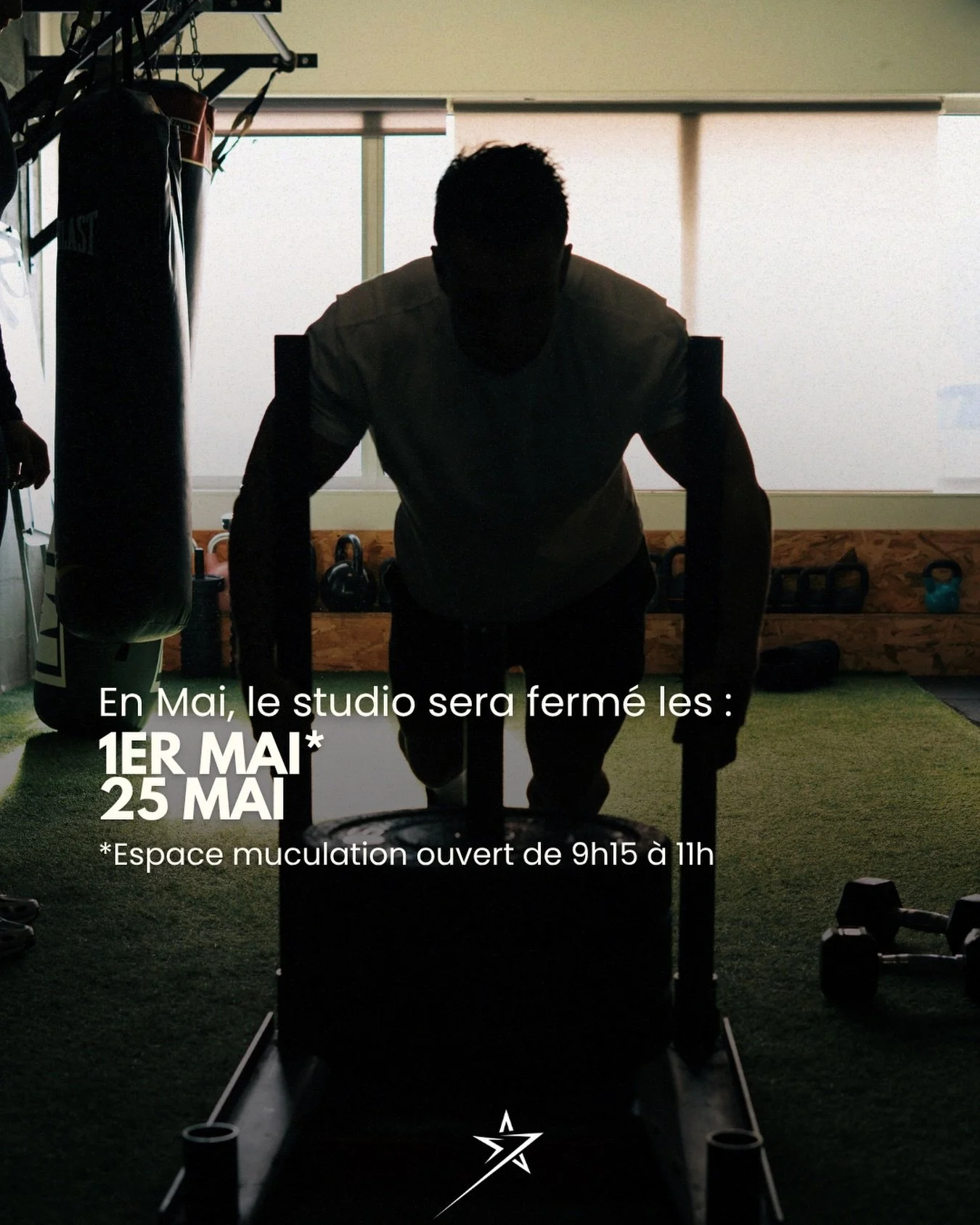 Vous &ecirc;tes nombreux &agrave; nous demander si nos fermetures en mai avec les ponts et les jours f&eacute;ri&eacute;s 👀
On vous confirme les infos ici ⤵️

📌 En mai, le studio sera ferm&eacute; :
➡️ le vendredi 1er mai (mais l&rsquo;espace muscu