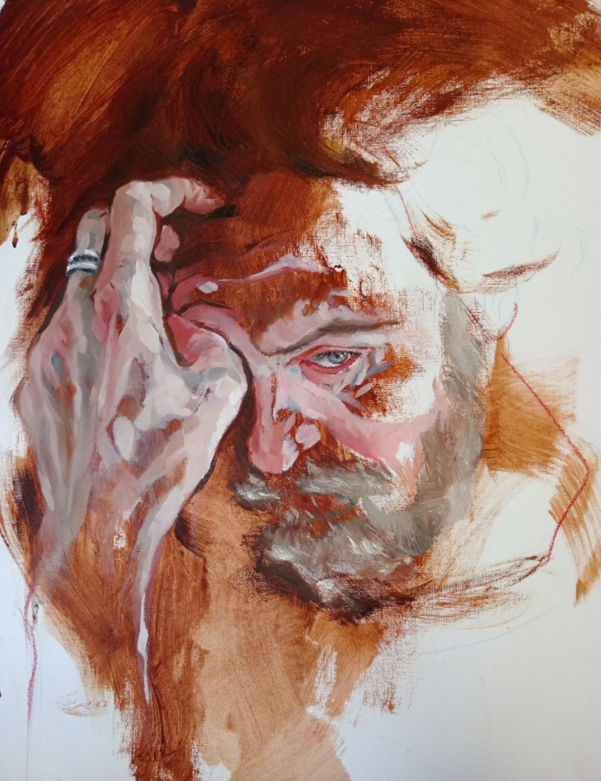 Inside the old I'm dying, oil and acrylic on paper, 2024