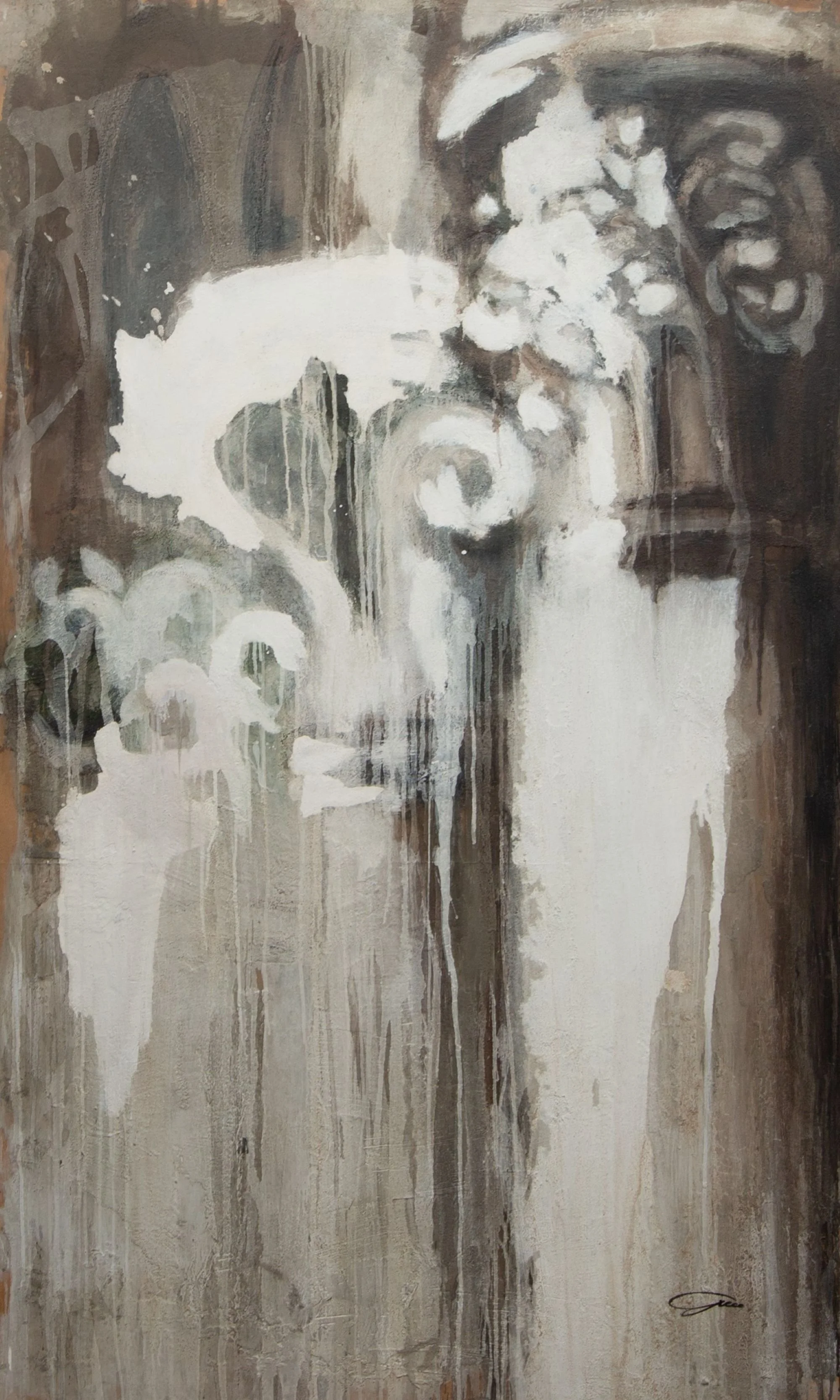 Fade-out, acrylic and mixed media on panel, 2018