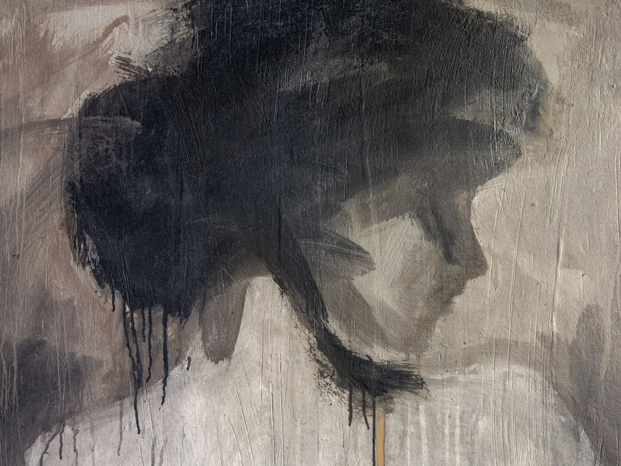 Gestures, acrylic and mixed media in wooden panel, 130 x 180 cm, 2018