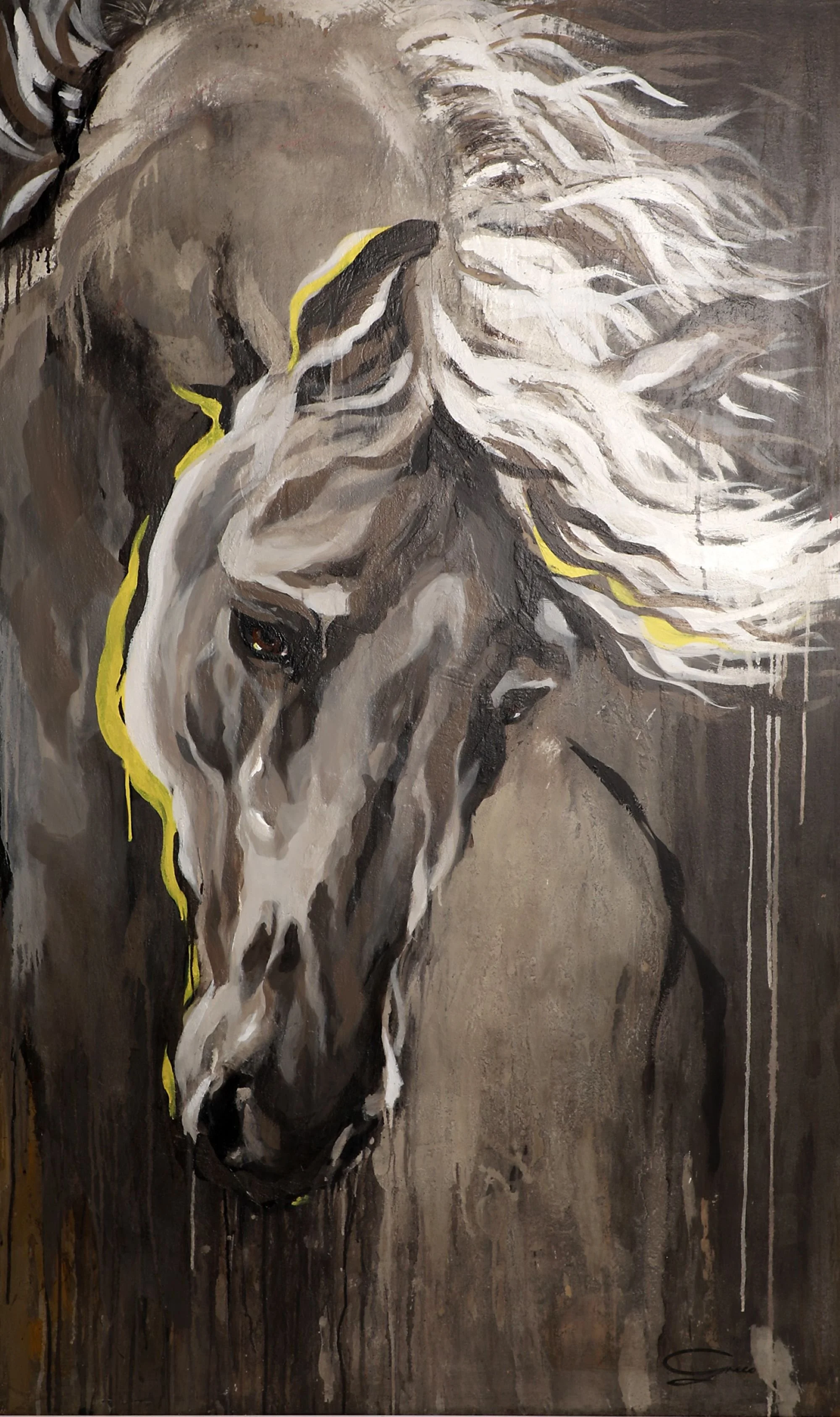 Steed, acrylic and mixed media on panel, 2018