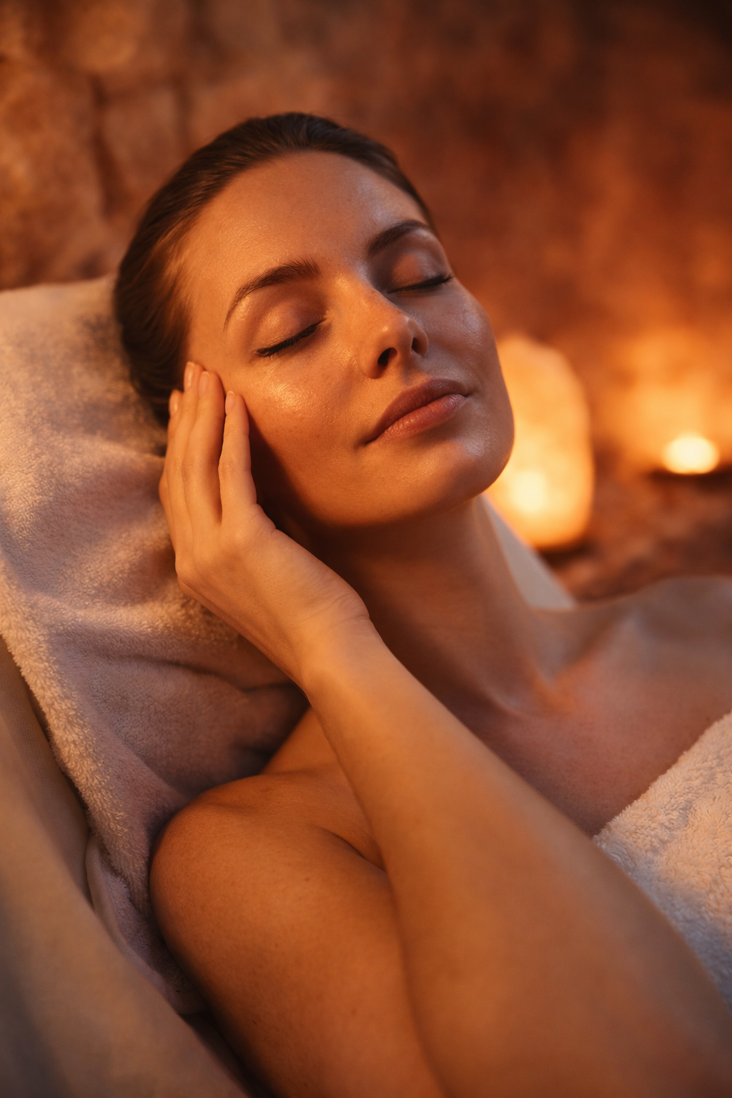 Relaxing Himalayan salt therapy session for skin health