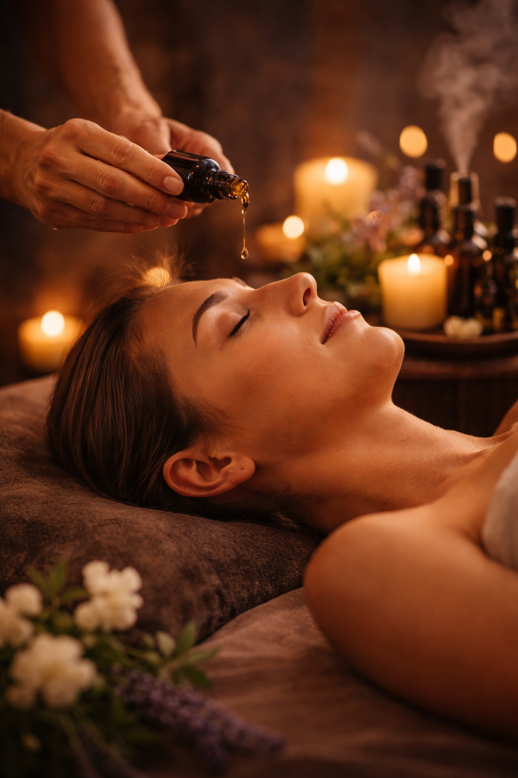 Aromatherapy massage with essential oils at Himalaya Salt Cave & Spa in Banbury