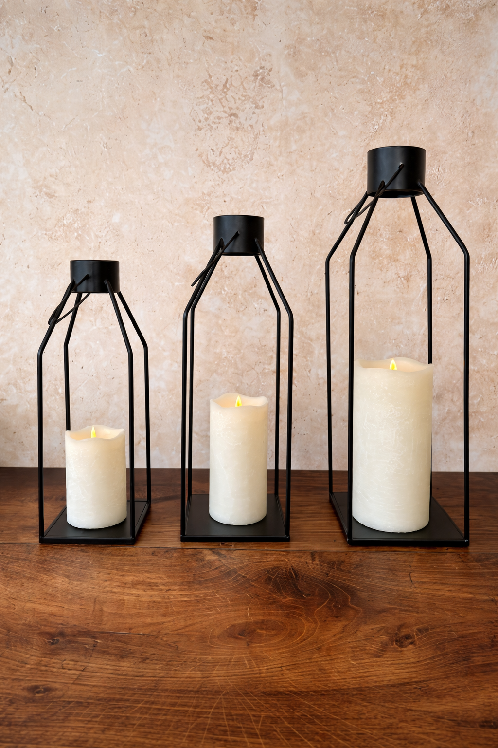 Set of Three Black Lanterns