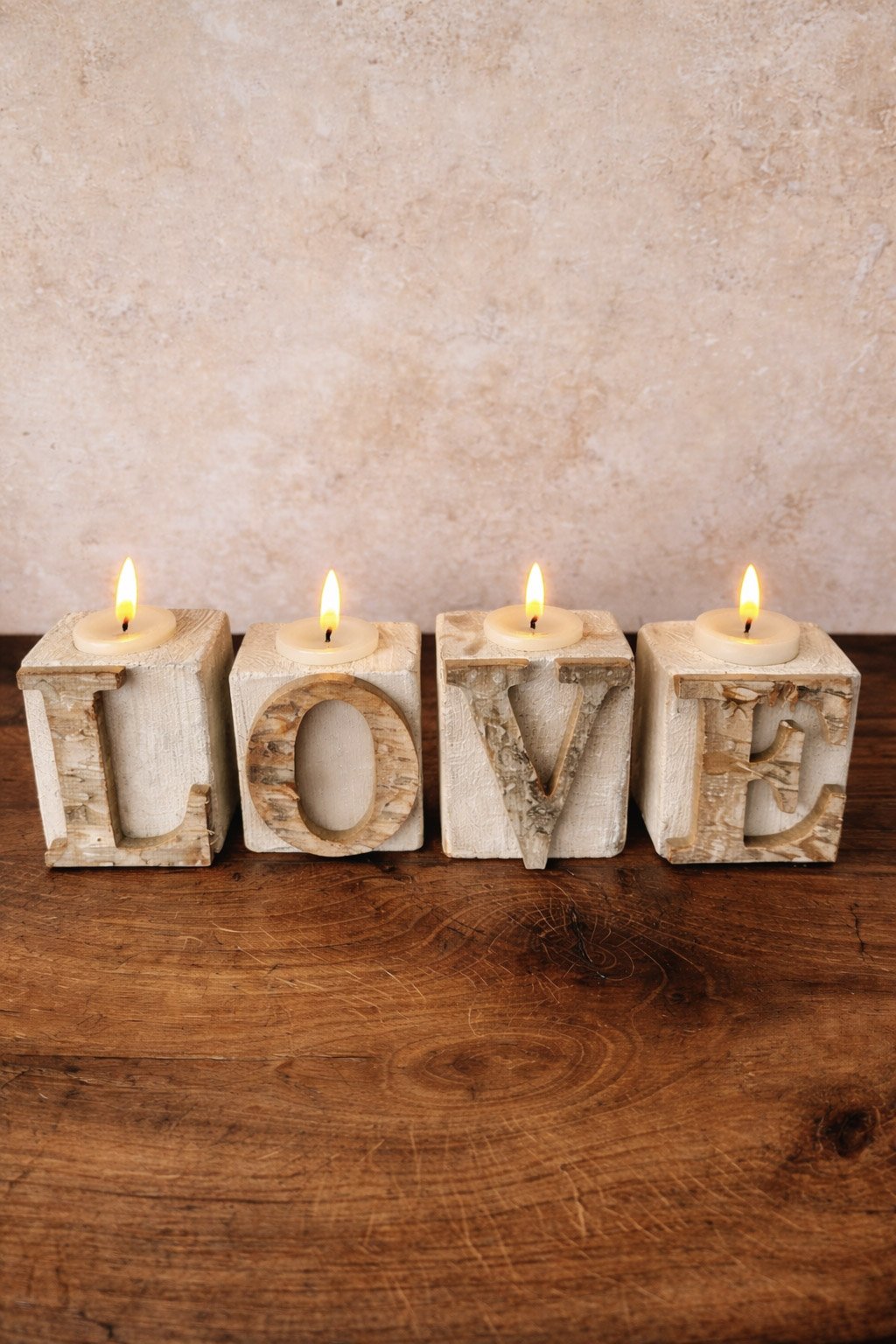 Rustic LOVE Tealight Holders