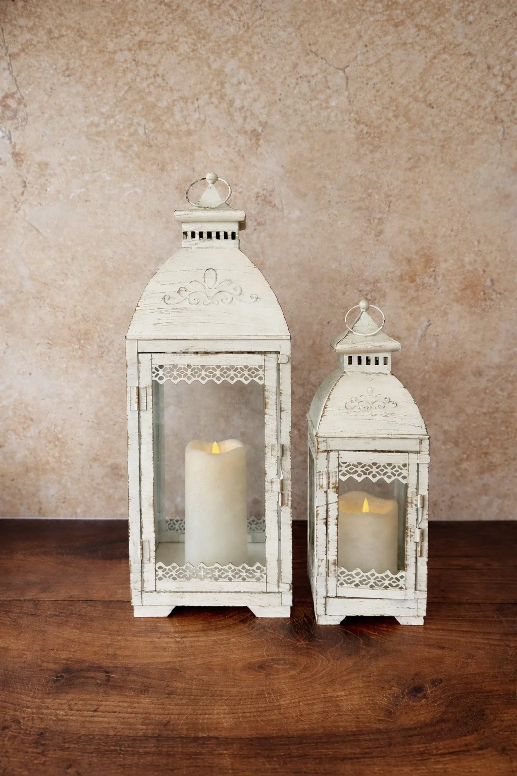 Set of Two Cream Lanterns