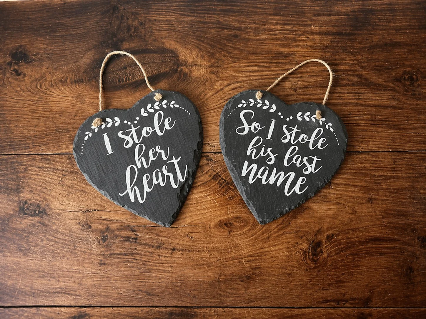 His & Hers Slate Hearts