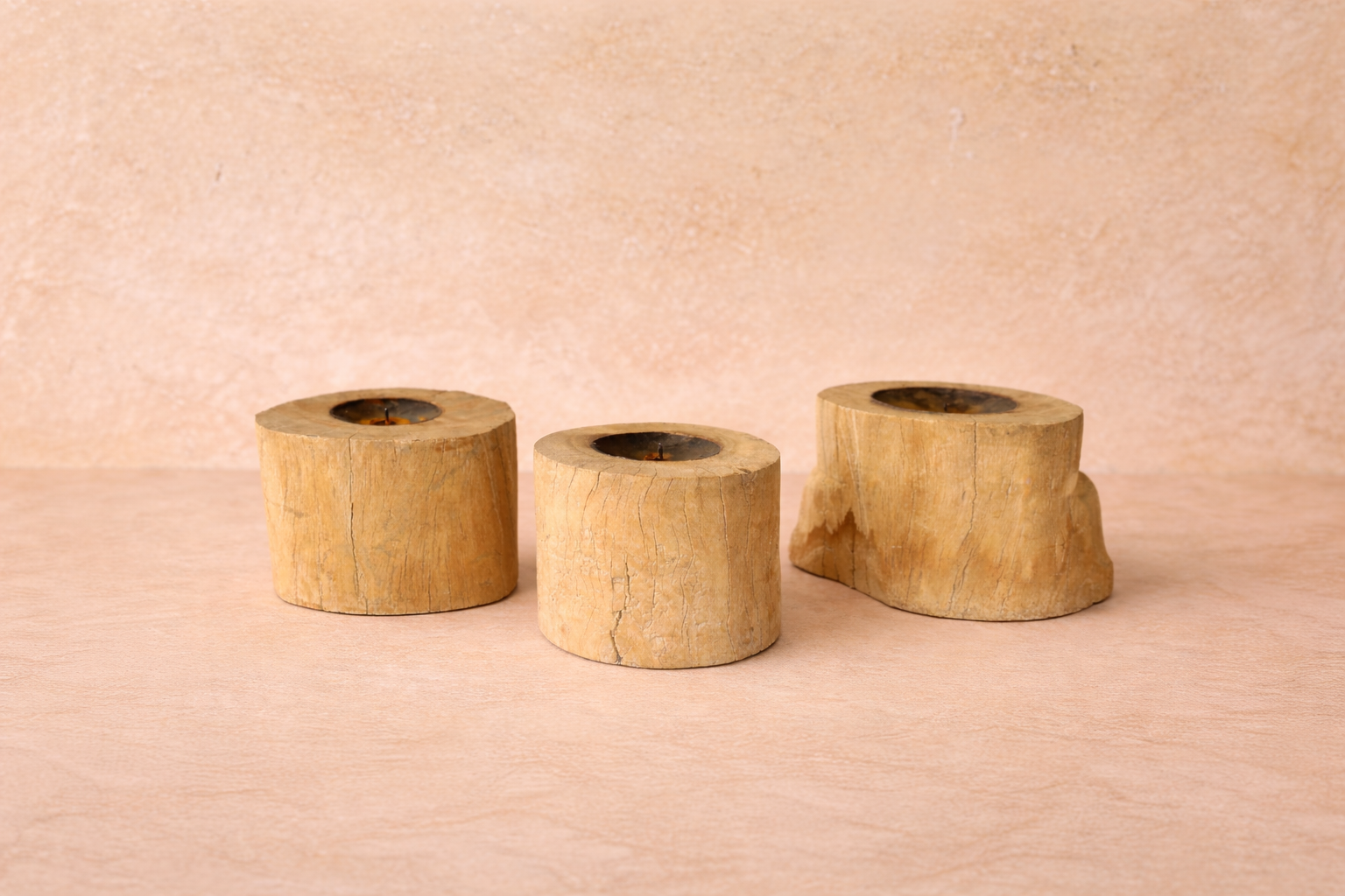 Set of Three Log Candles