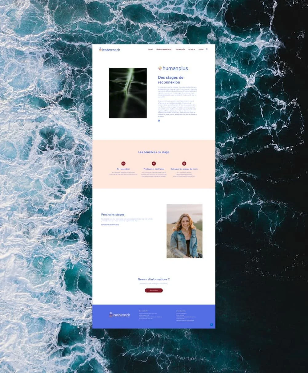Visuel représentant une maquette du site vitrine de Leadercoach.