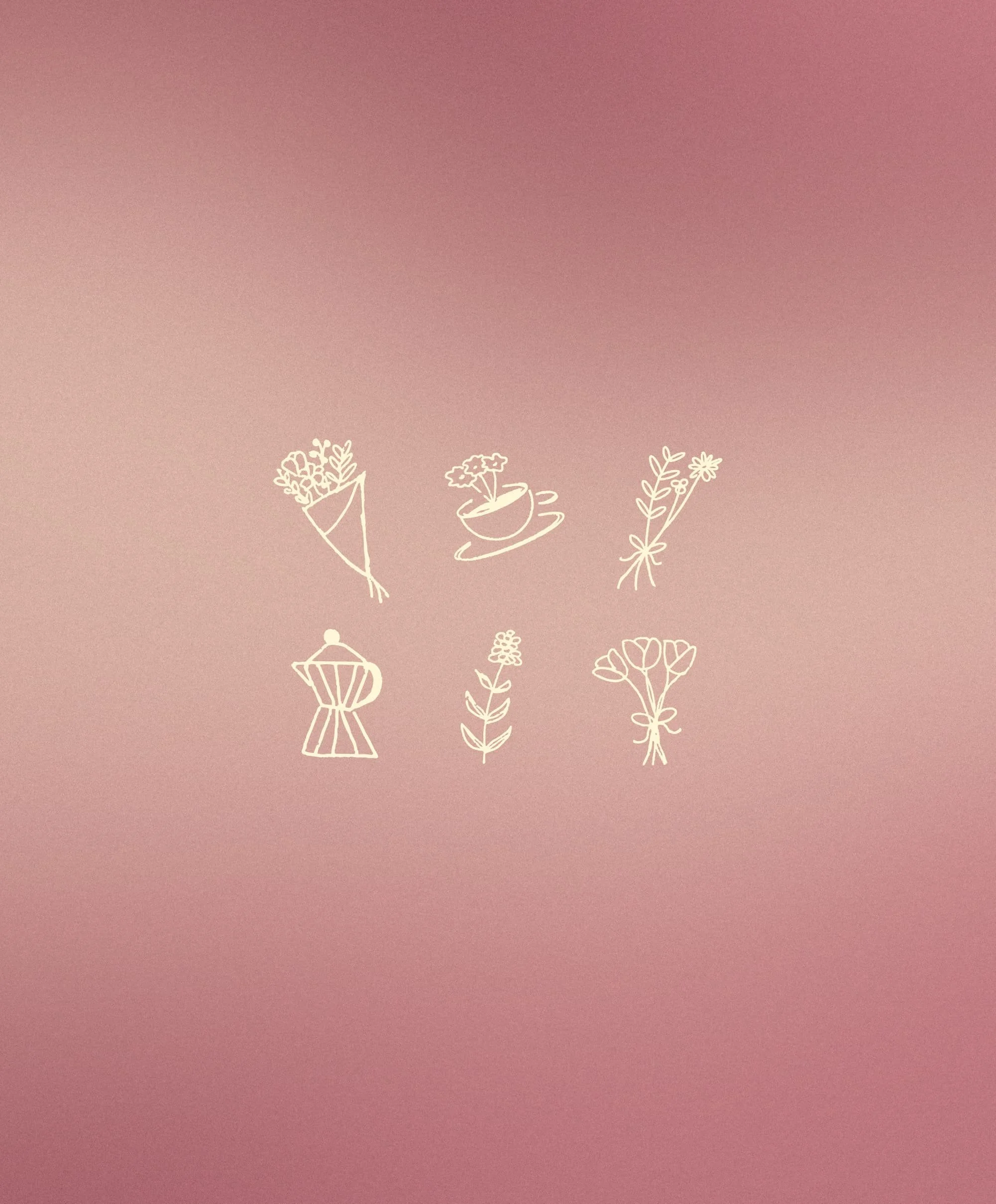 Pictogrammes créés pour l'identité visuelle de Folia, café et fleuriste.