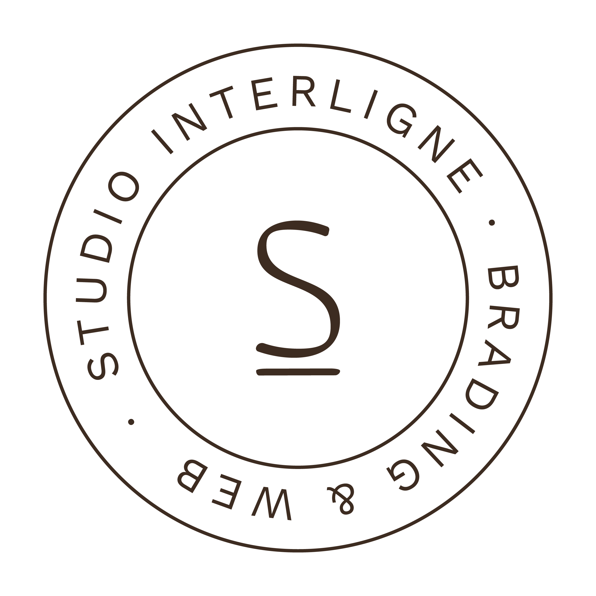 Logo tampon du studio Interligne, studio graphique spécialisé en stratégie et identité visuelle.