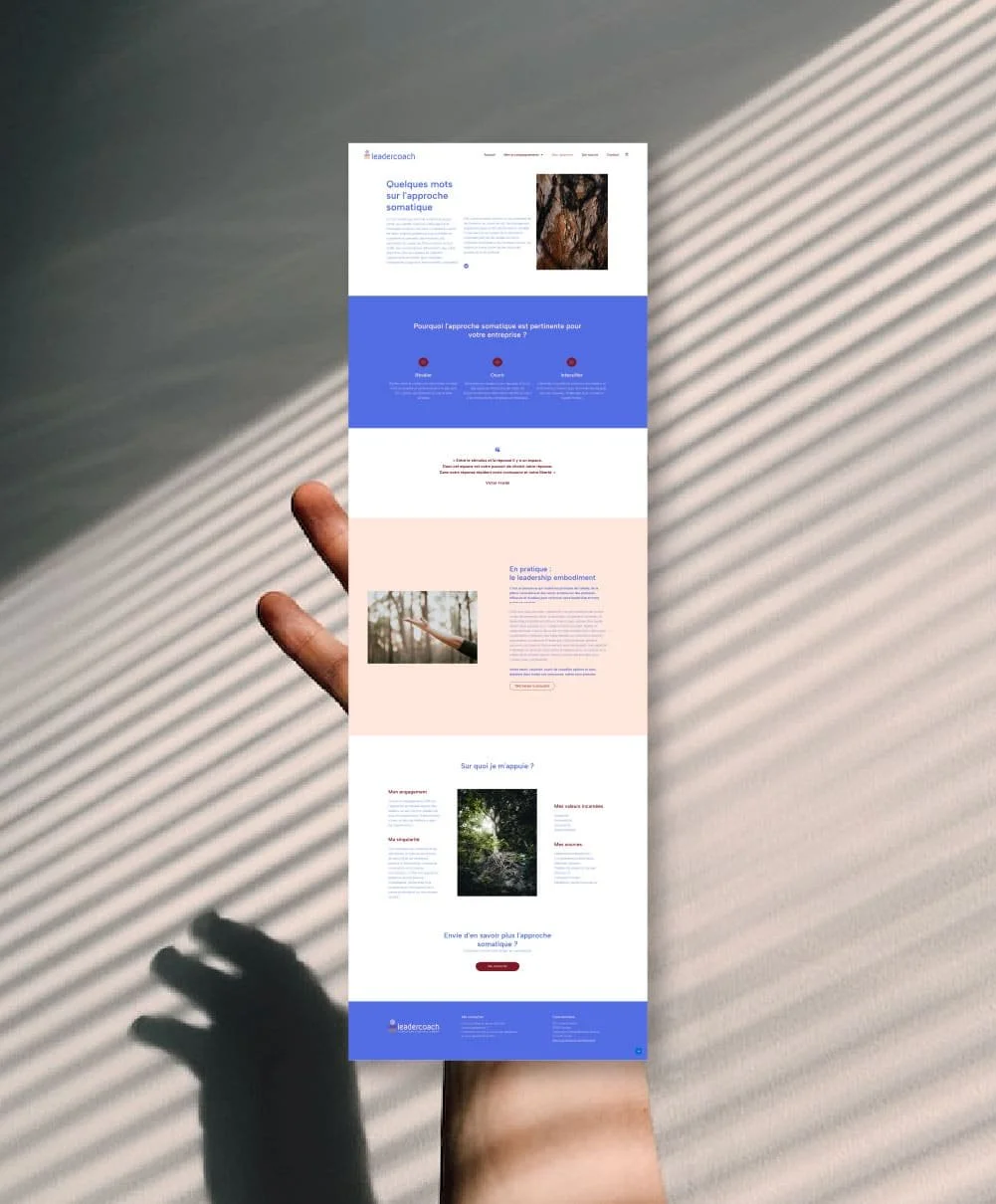 Visuel présentant une page du site vitrine Leadercoach, coaching à Lille.