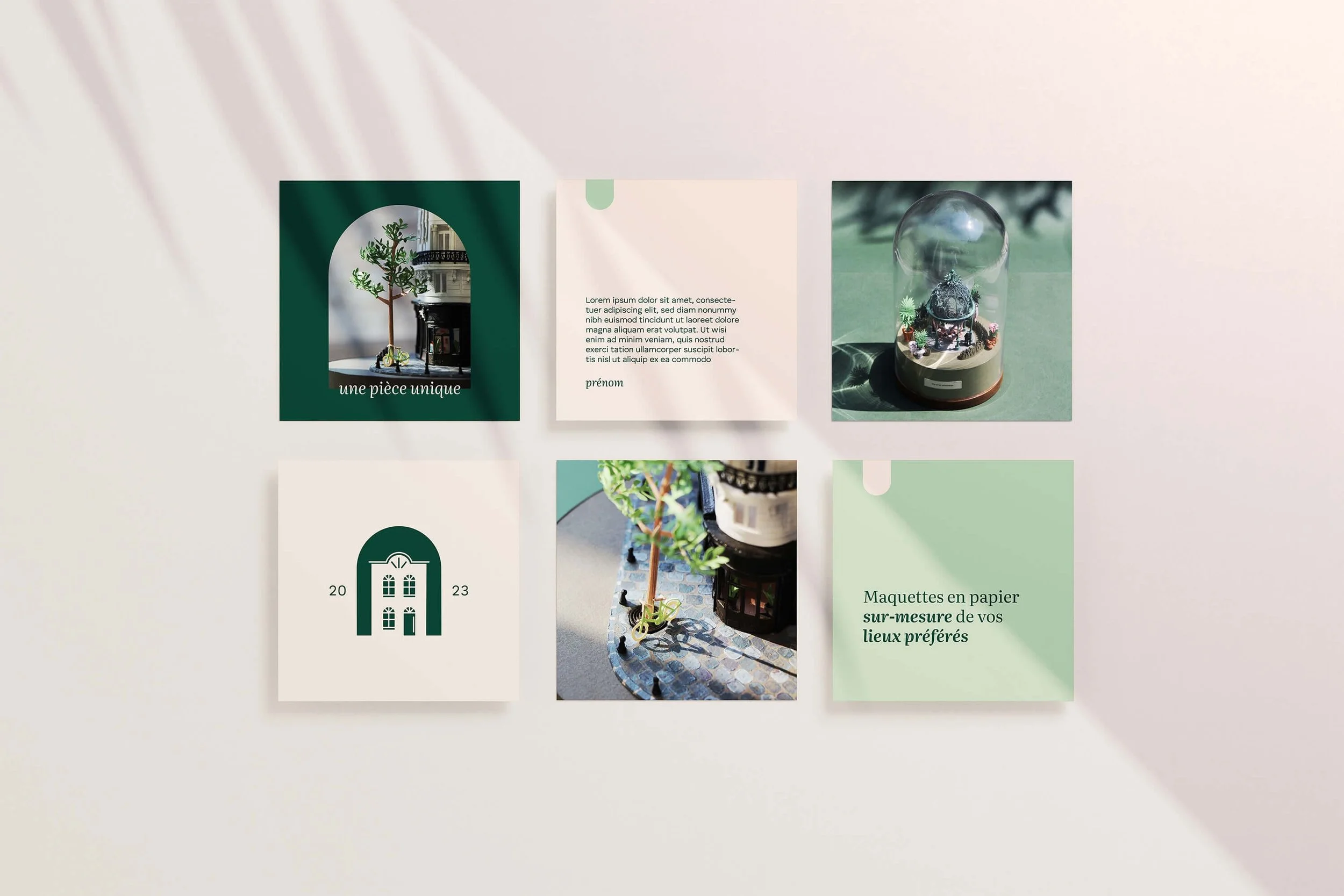 Kit de templates de posts Instagram pour la marque d'art de vivre premium La Farbique de Papier.