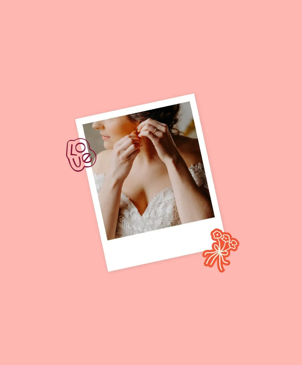 Visuel, template pour Instagram, photographie de mariage présenté façon Polaroïd et mis en valeur par l'identité visuelle de Clic & Co.
