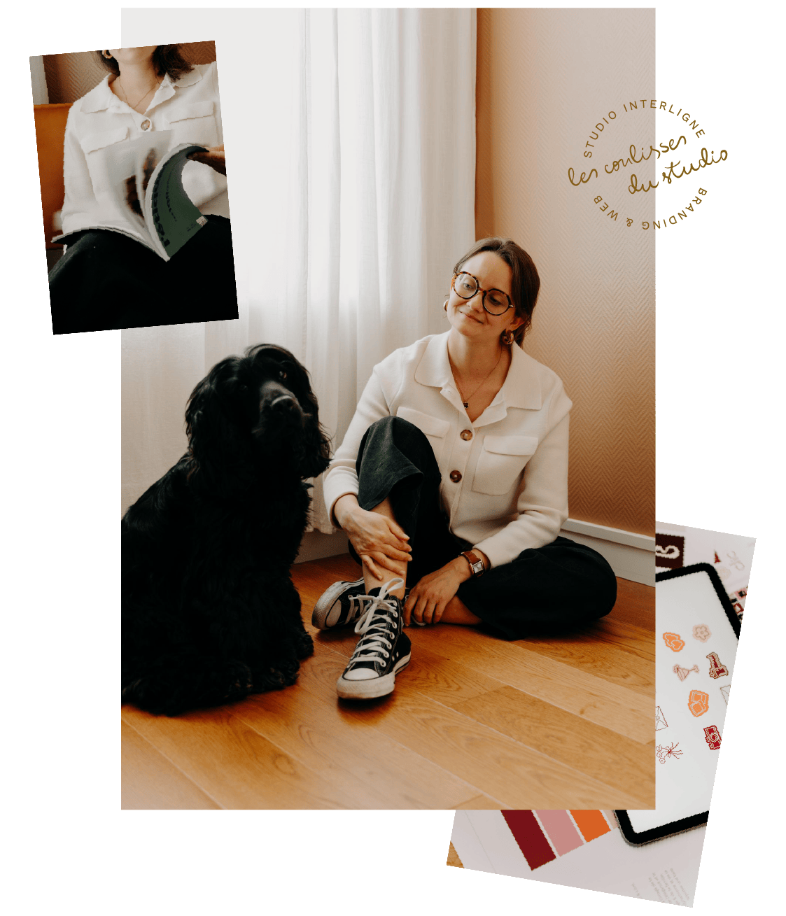 Portrait de Margaux Renier, graphiste freelance. Spécialisée en stratégie et identité de marque et en création de sites web pour les métiers de l'art de vivre.