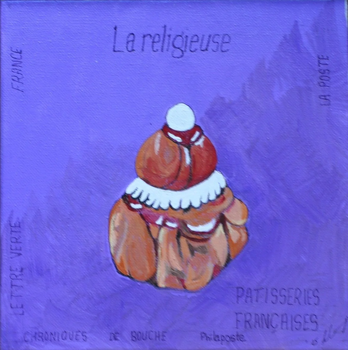 Timbres-poste La religieuse (20x20cm) - Acrylic on canvas $160