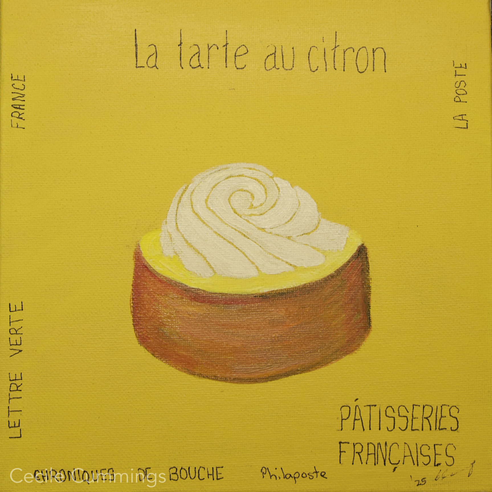 Timbres-poste La tarte au citron (20x20cm) - Acrylic on canvas $160