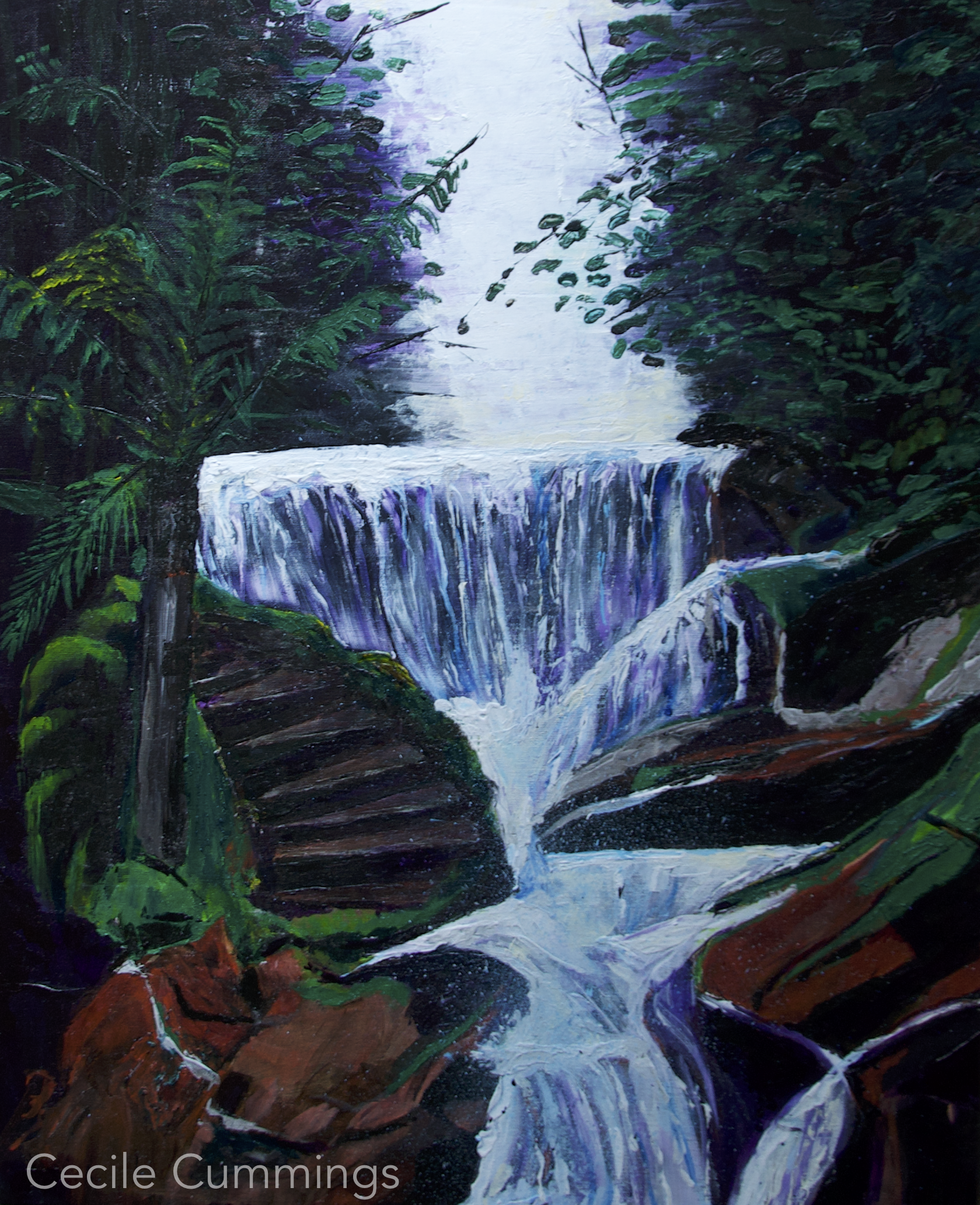 Weeping Rock - Leura (46x57cm) - Acrylic on canvas $660