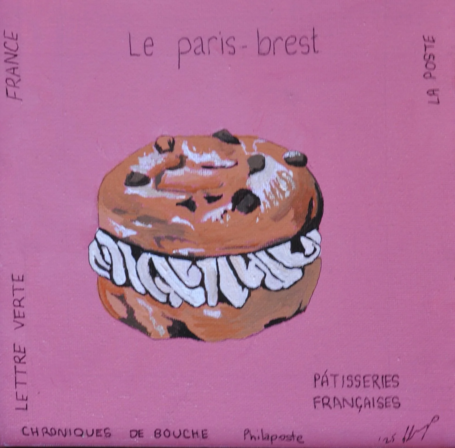 Timbres-poste Le paris-brest (20x20cm) - Acrylic on canvas $160