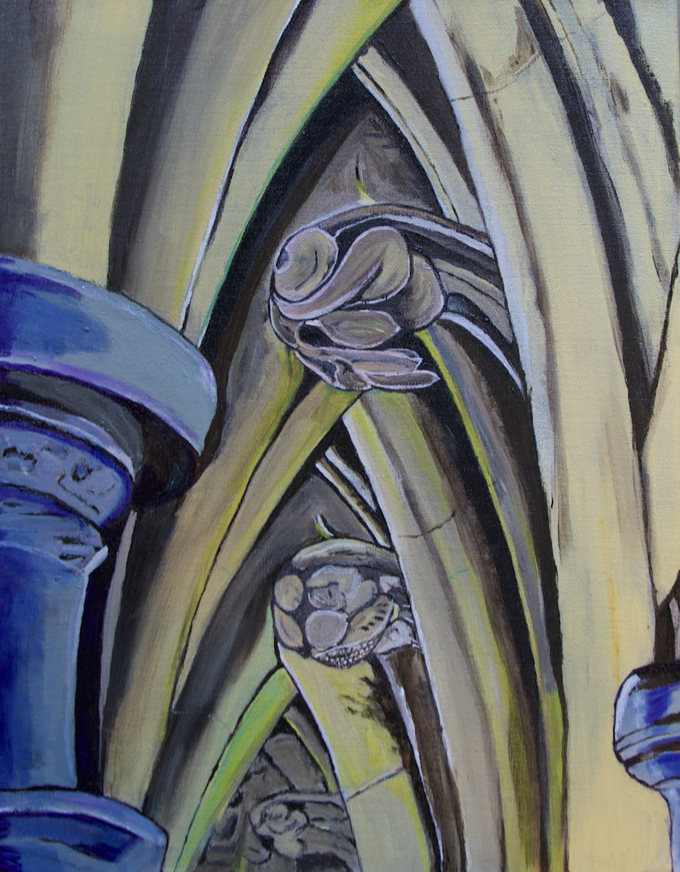 Mont Saint-Michel Cloister (35x45cm) - Acrylic on linen $400