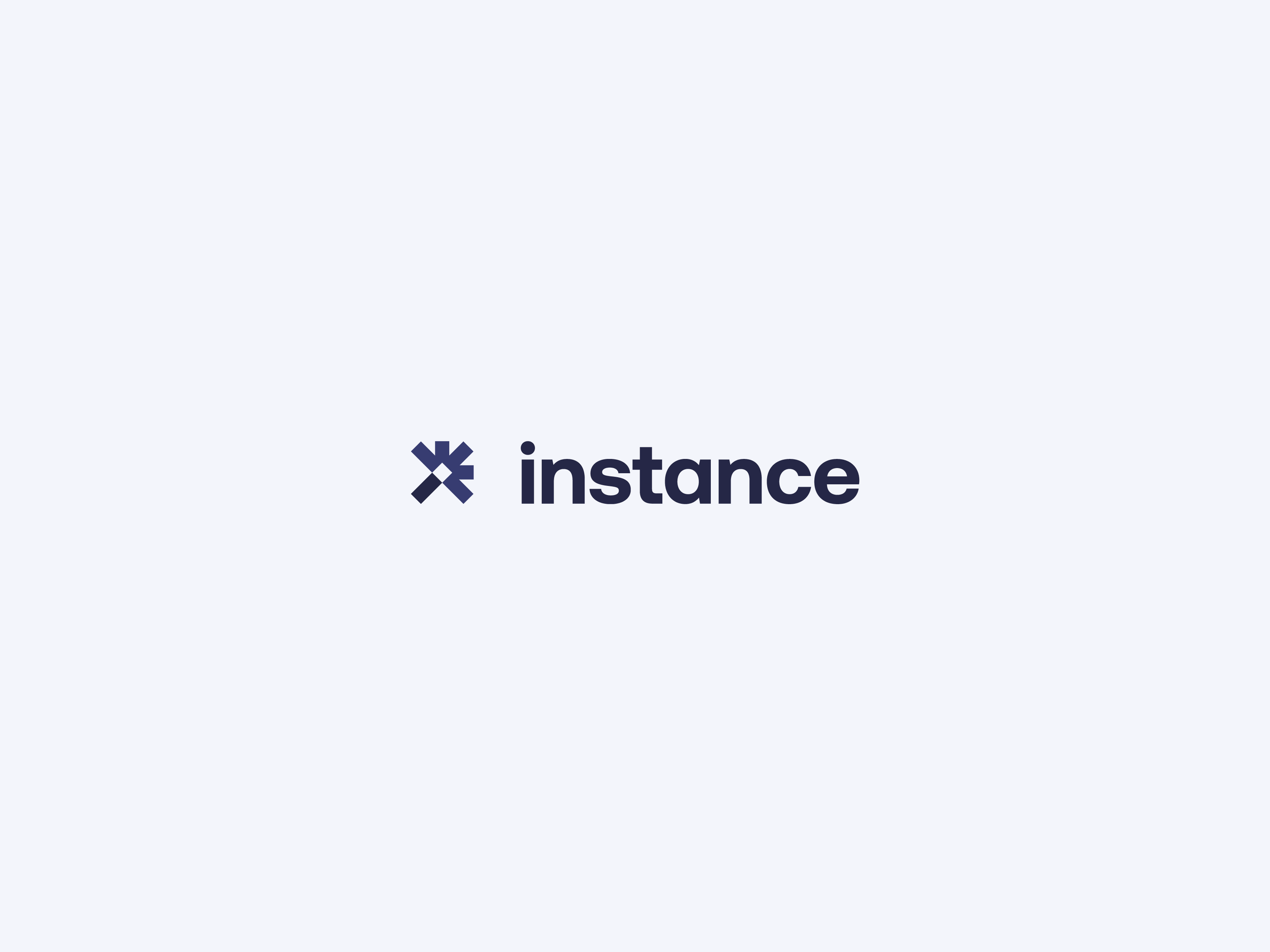 Instance logo with asterisk-shaped mark and wordmark in dark navy on a light grey background