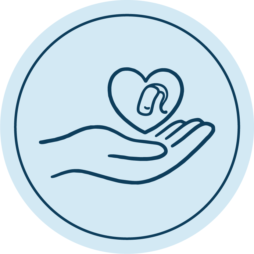 Icon of a hand holding a heart with a medical bandage inside the heart.