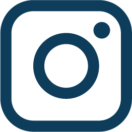 The Instagram logo, a rounded square with a camera icon and a small circle in the top right corner, in dark blue.
