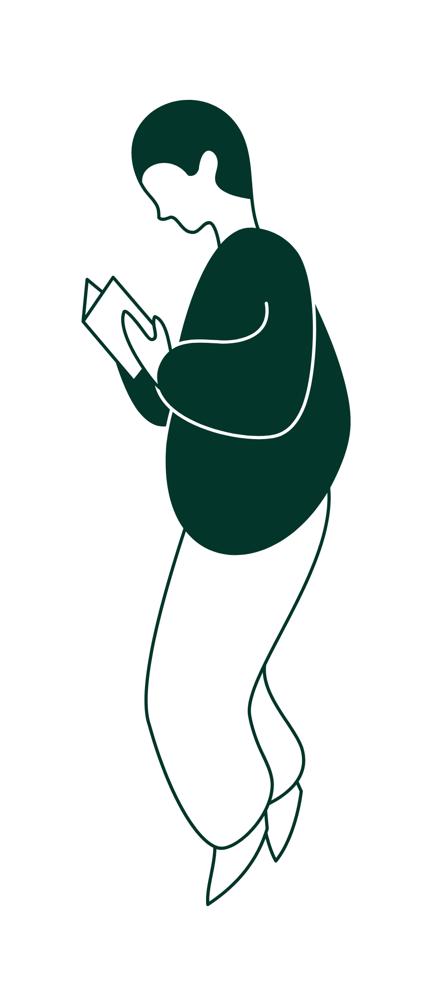 Illustration of a man reading a notebook